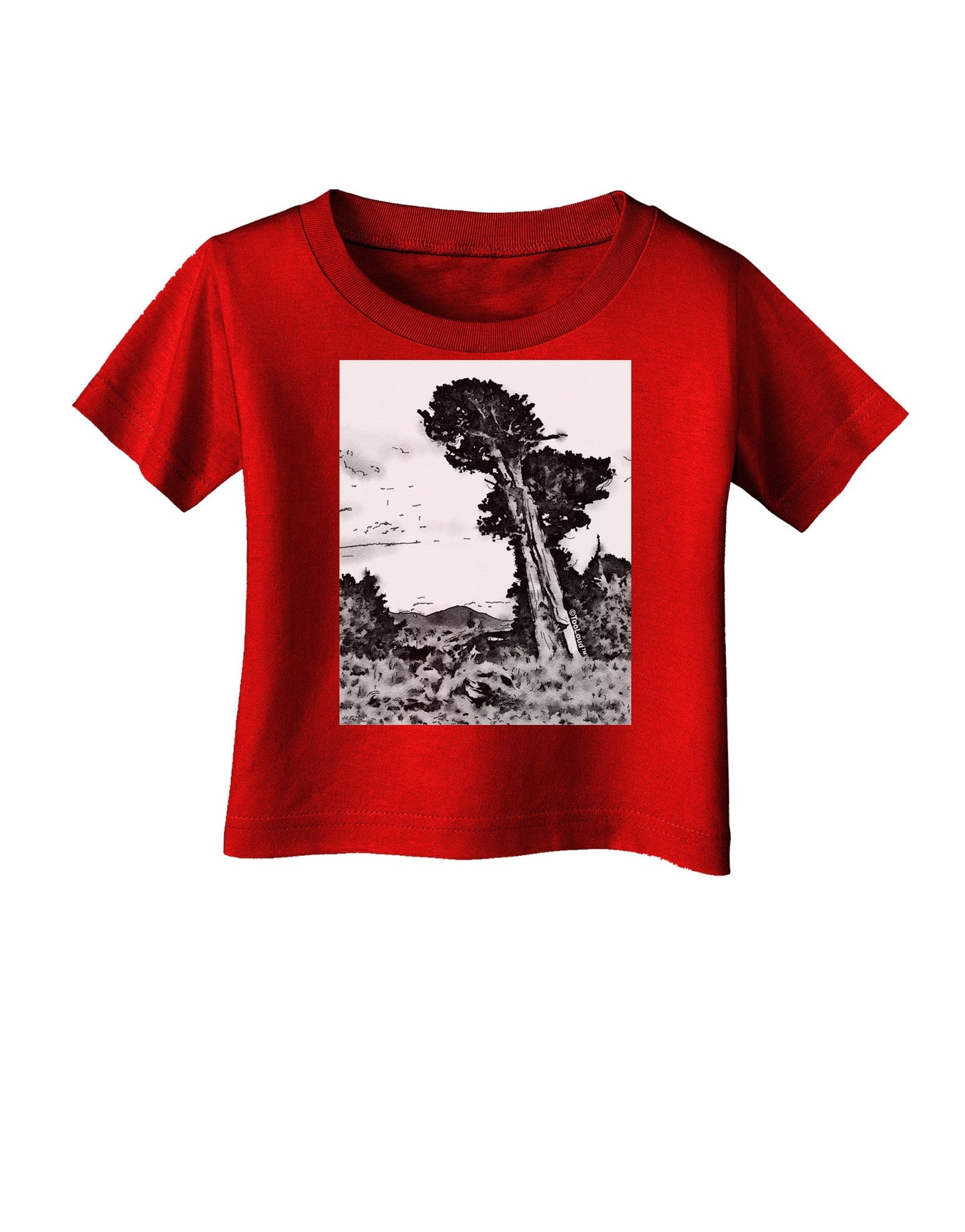 Colorado Landscape Watercolor BW Infant T-Shirt Dark-Infant T-Shirt-TooLoud-Red-06-Months-Davson Sales