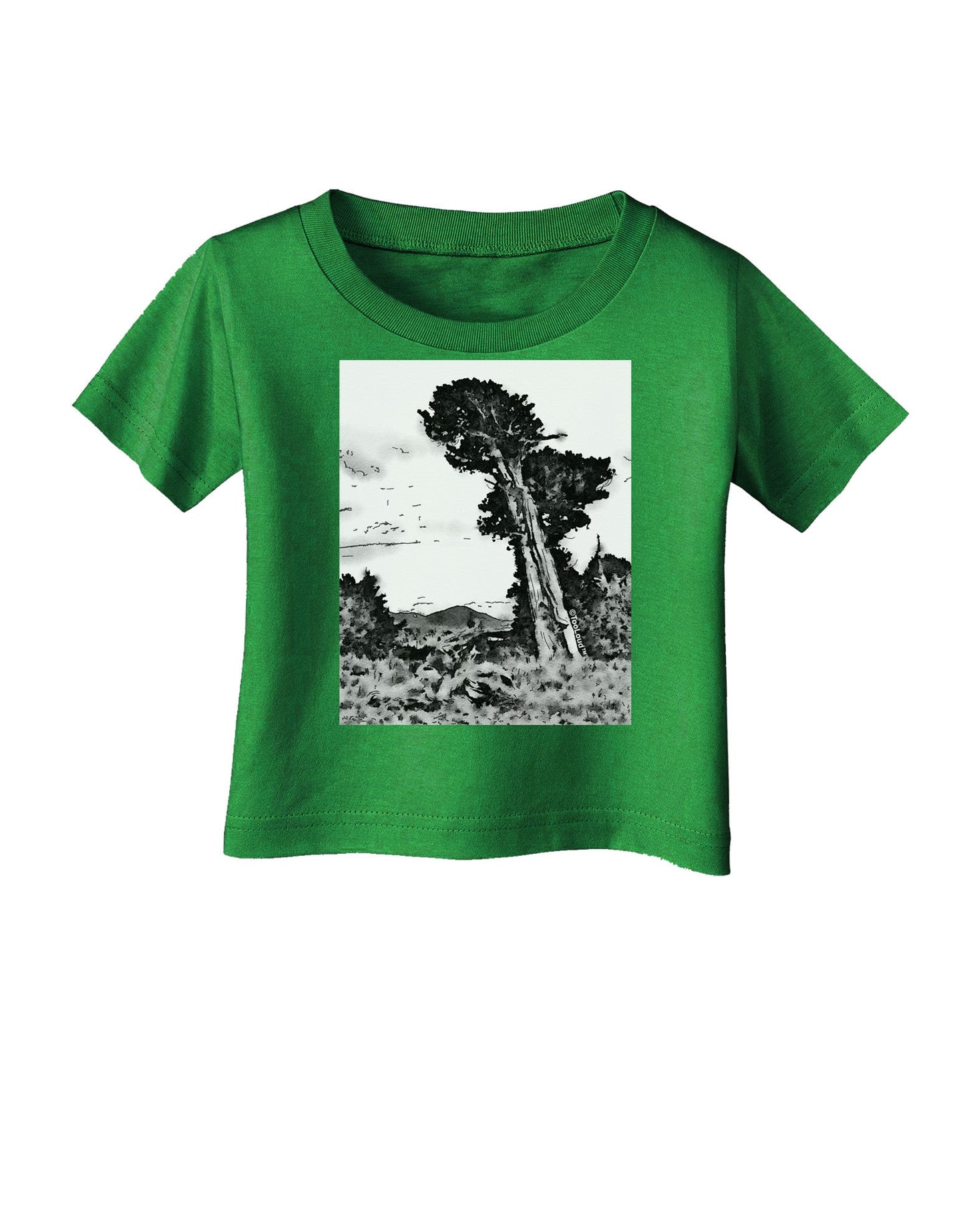 Colorado Landscape Watercolor BW Infant T-Shirt Dark-Infant T-Shirt-TooLoud-Clover-Green-06-Months-Davson Sales