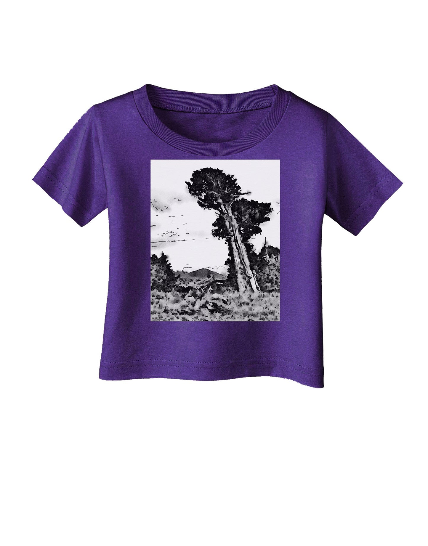 Colorado Landscape Watercolor BW Infant T-Shirt Dark-Infant T-Shirt-TooLoud-Purple-06-Months-Davson Sales