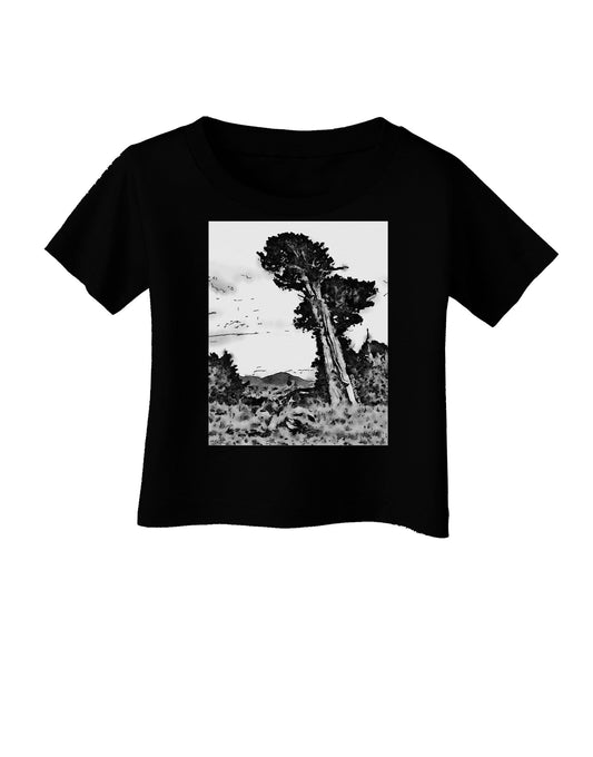 Colorado Landscape Watercolor BW Infant T-Shirt Dark-Infant T-Shirt-TooLoud-Black-06-Months-Davson Sales