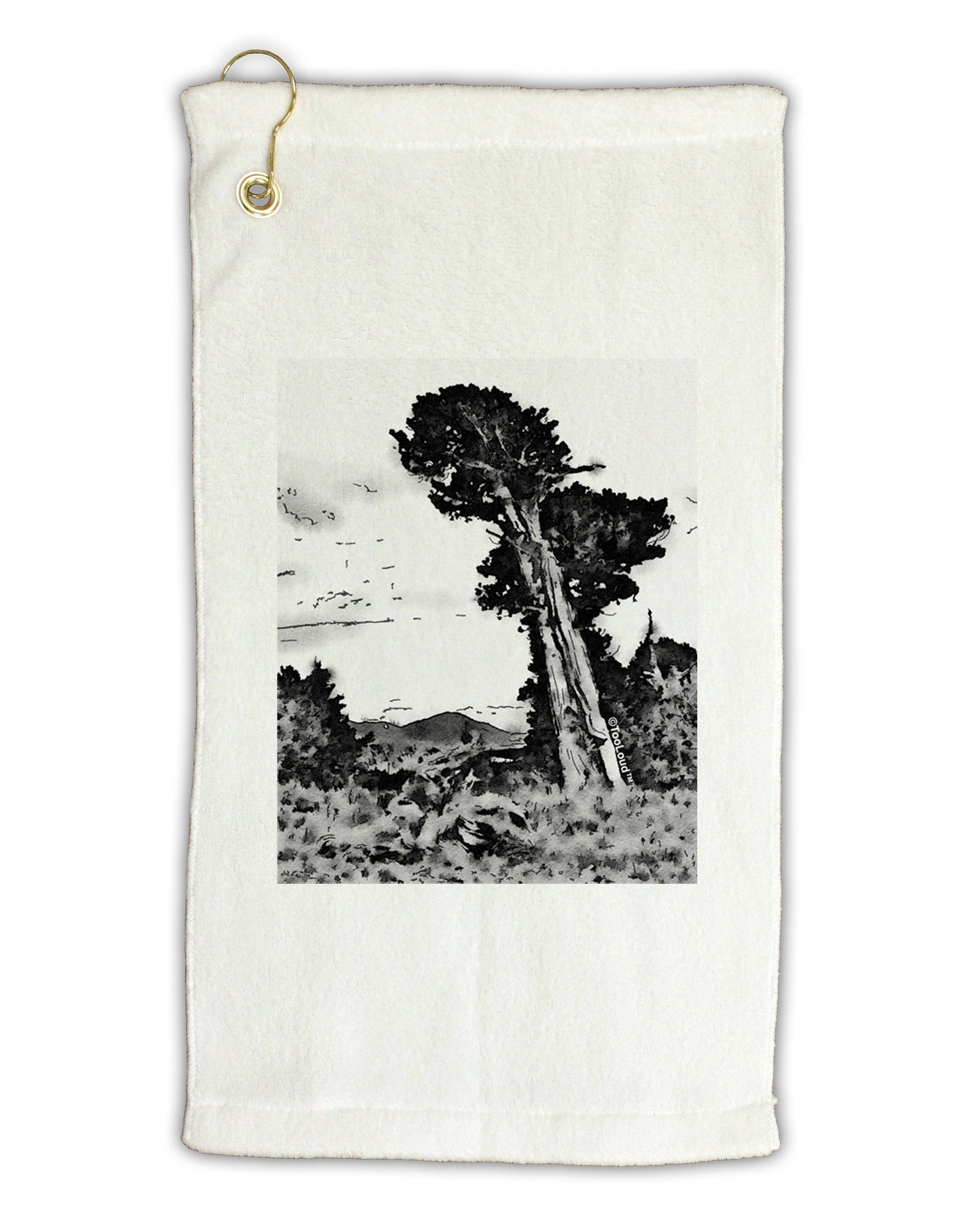 Colorado Landscape Watercolor BW Micro Terry Gromet Golf Towel 11"x19-Golf Towel-TooLoud-White-Davson Sales