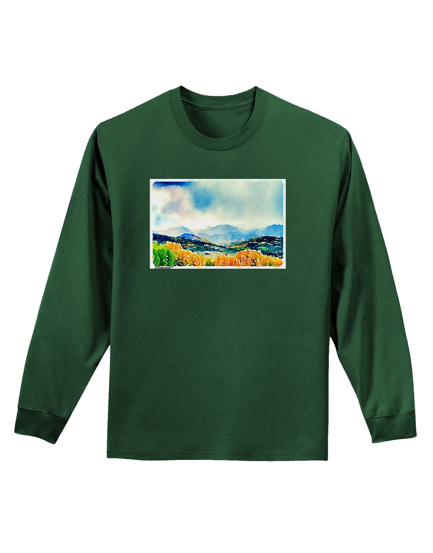 Colorado Mountain Scene Adult Long Sleeve Dark T-Shirt-TooLoud-Dark-Green-Small-Davson Sales