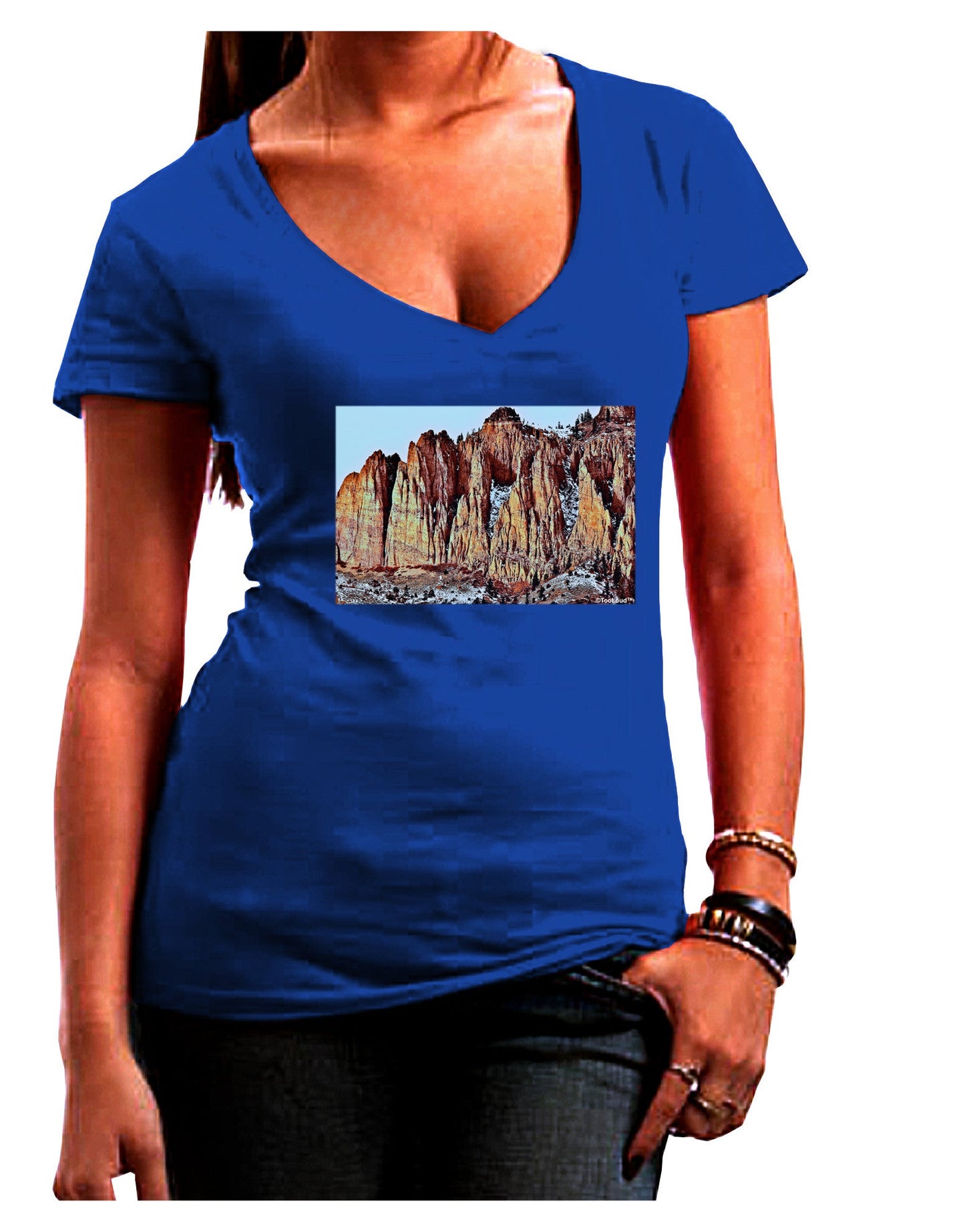 Colorado Mountain Spires Womens V-Neck Dark T-Shirt-Womens V-Neck T-Shirts-TooLoud-Royal-Blue-Juniors Fitted Small-Davson Sales