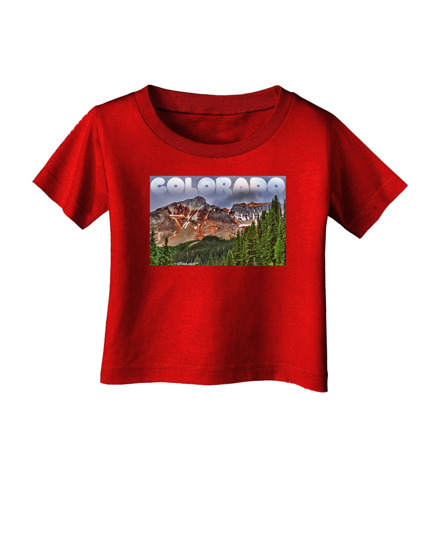 Colorado Mountains Forrest Text Infant T-Shirt Dark-Infant T-Shirt-TooLoud-Red-06-Months-Davson Sales