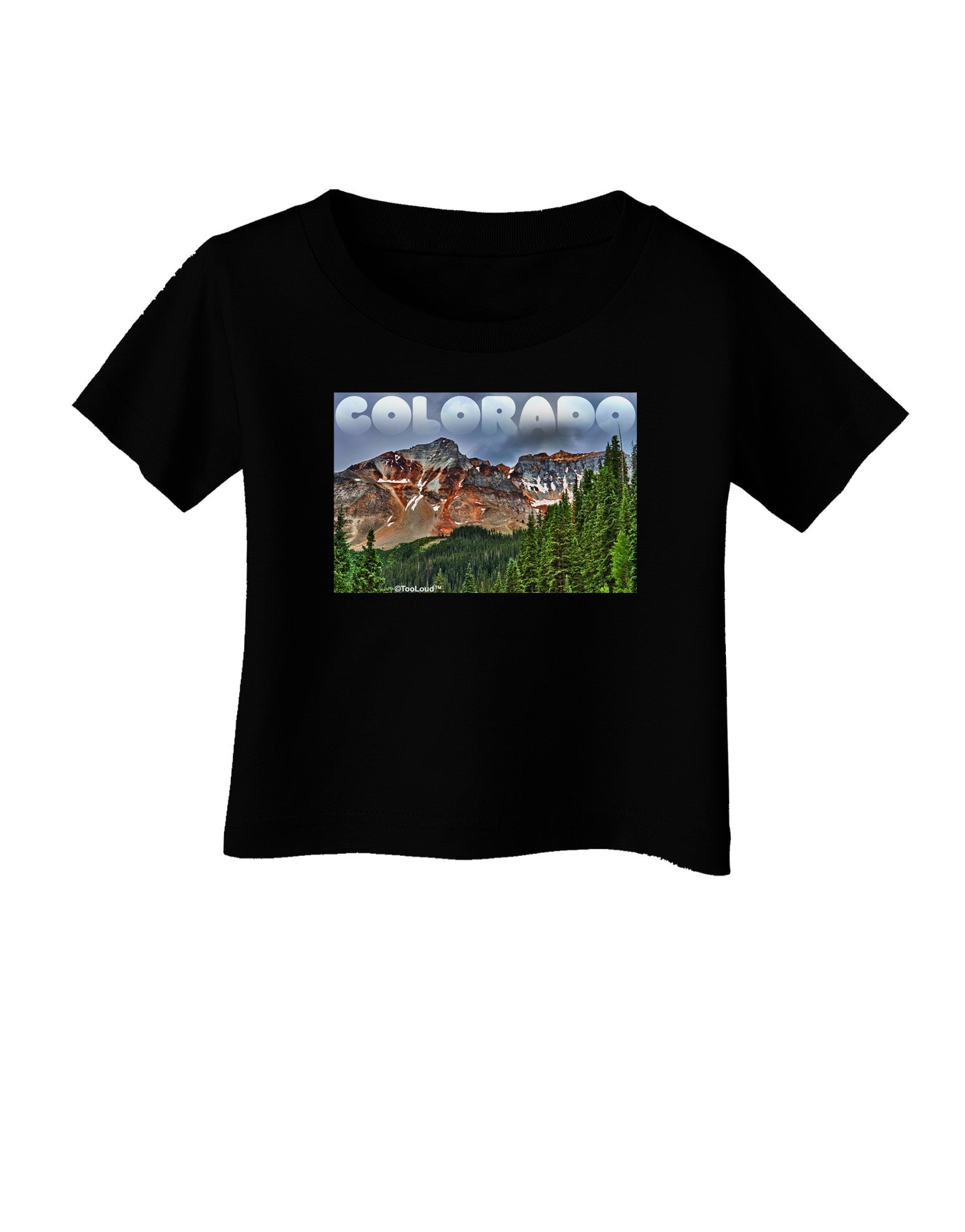Colorado Mountains Forrest Text Infant T-Shirt Dark-Infant T-Shirt-TooLoud-Black-06-Months-Davson Sales