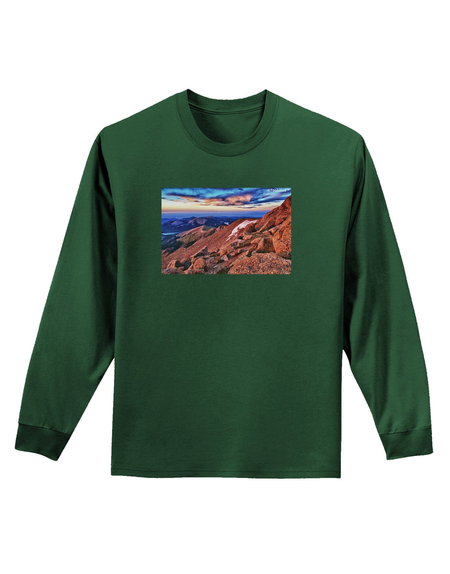 Colorado Mtn Sunset Adult Long Sleeve Dark T-Shirt-TooLoud-Dark-Green-Small-Davson Sales
