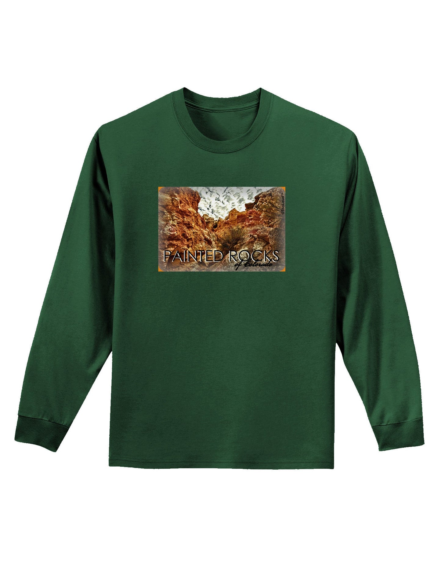 Colorado Painted Rocks Text Adult Long Sleeve Dark T-Shirt-TooLoud-Dark-Green-Small-Davson Sales