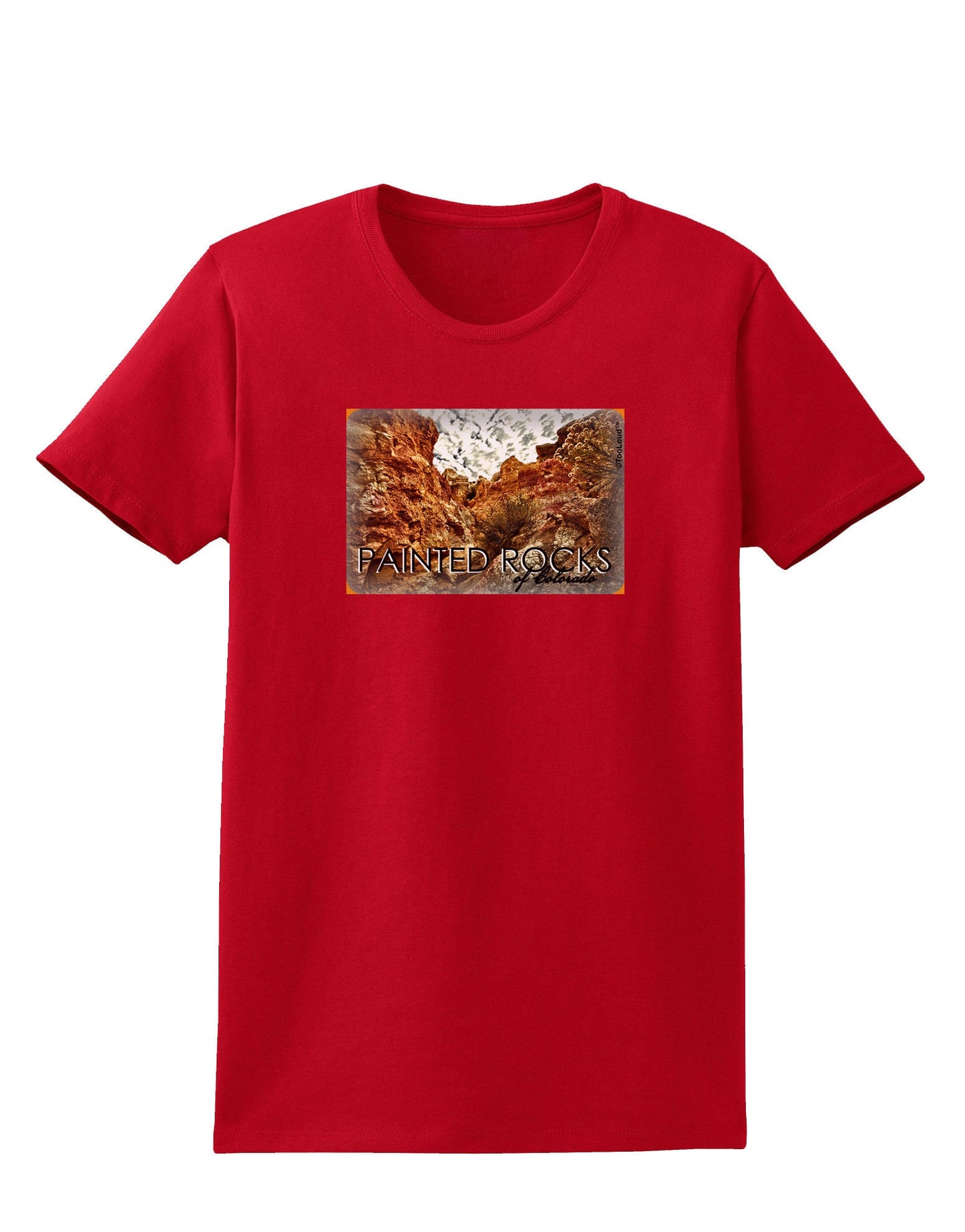 Colorado Painted Rocks Text Womens Dark T-Shirt-Womens T-Shirt-TooLoud-Red-X-Small-Davson Sales
