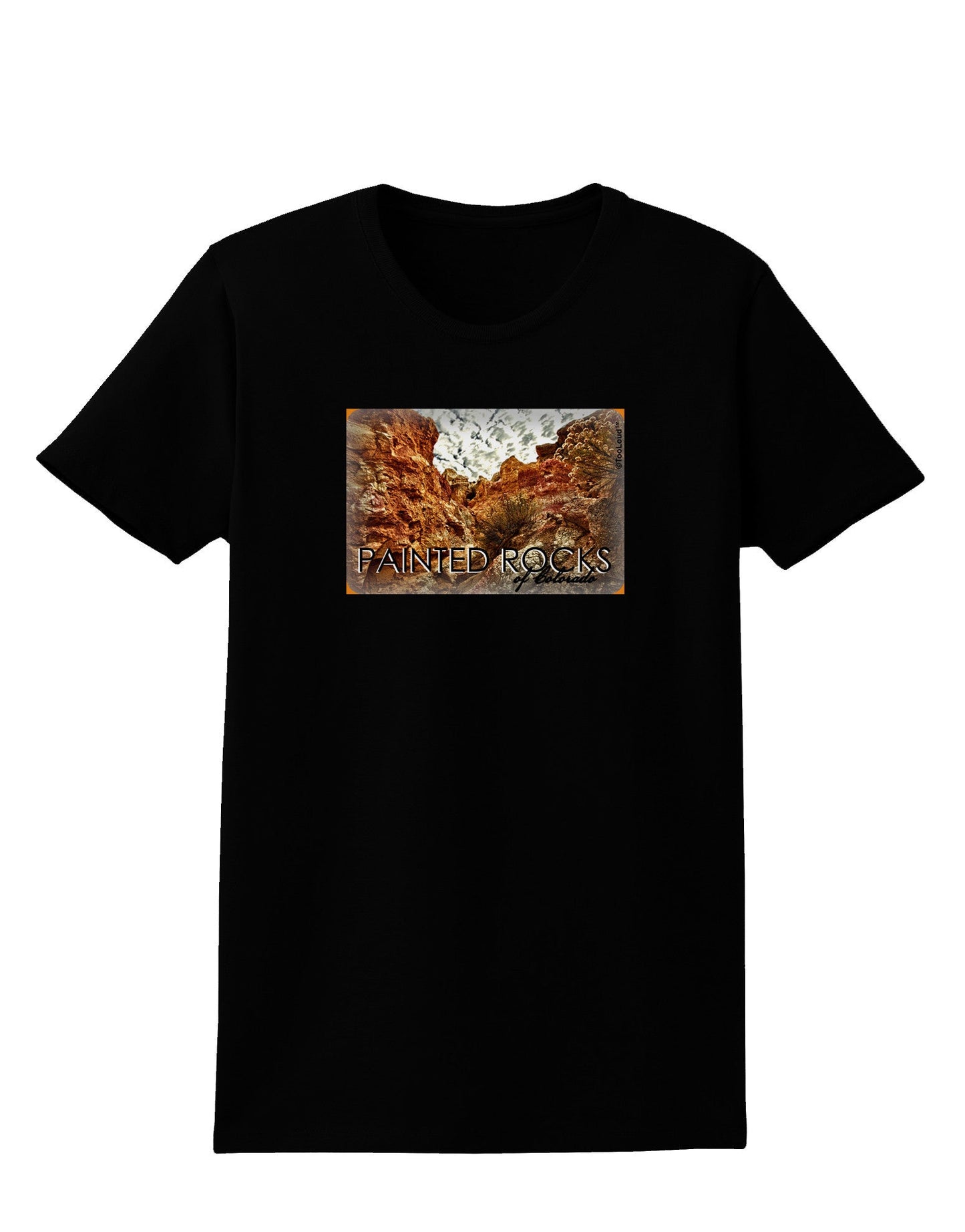 Colorado Painted Rocks Text Womens Dark T-Shirt-Womens T-Shirt-TooLoud-Black-X-Small-Davson Sales