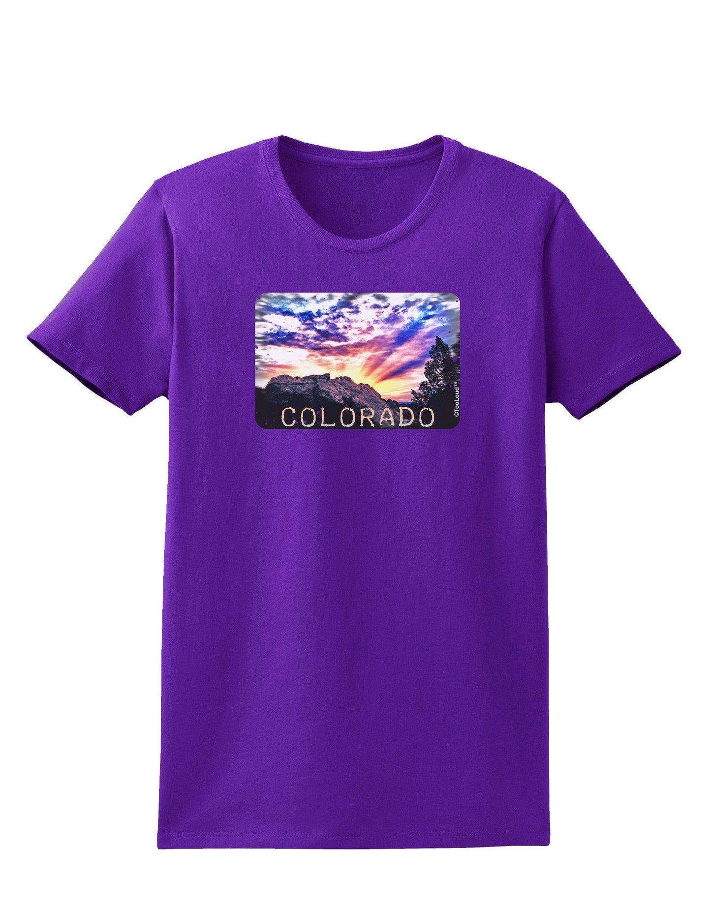 Colorado Rainbow Sunset Text Womens Dark T-Shirt-TooLoud-Purple-X-Small-Davson Sales