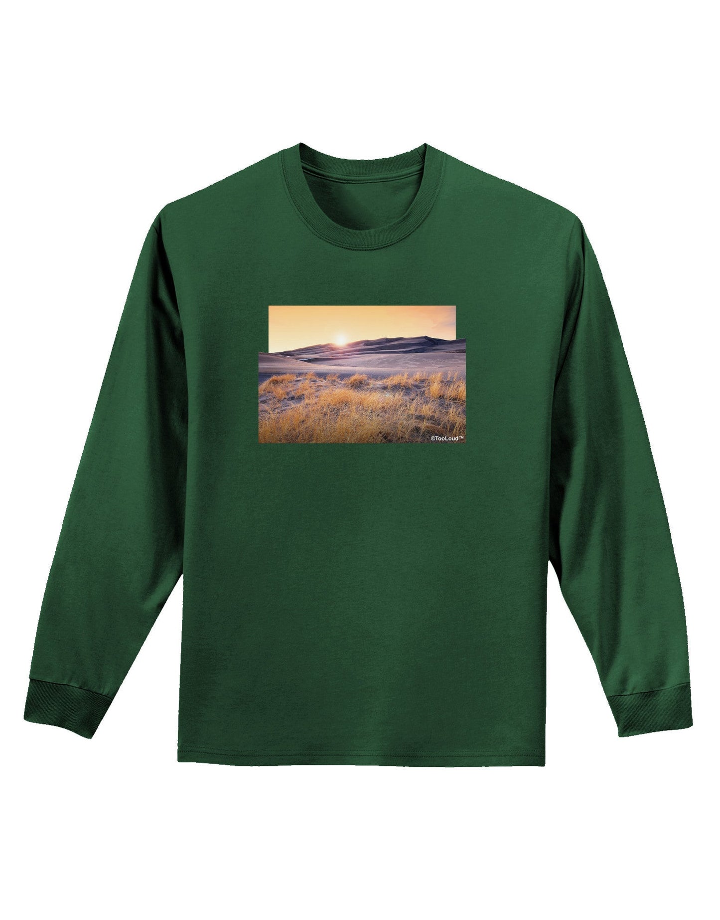 Colorado Sand Dunes Cutout Adult Long Sleeve Dark T-Shirt-TooLoud-Dark-Green-Small-Davson Sales