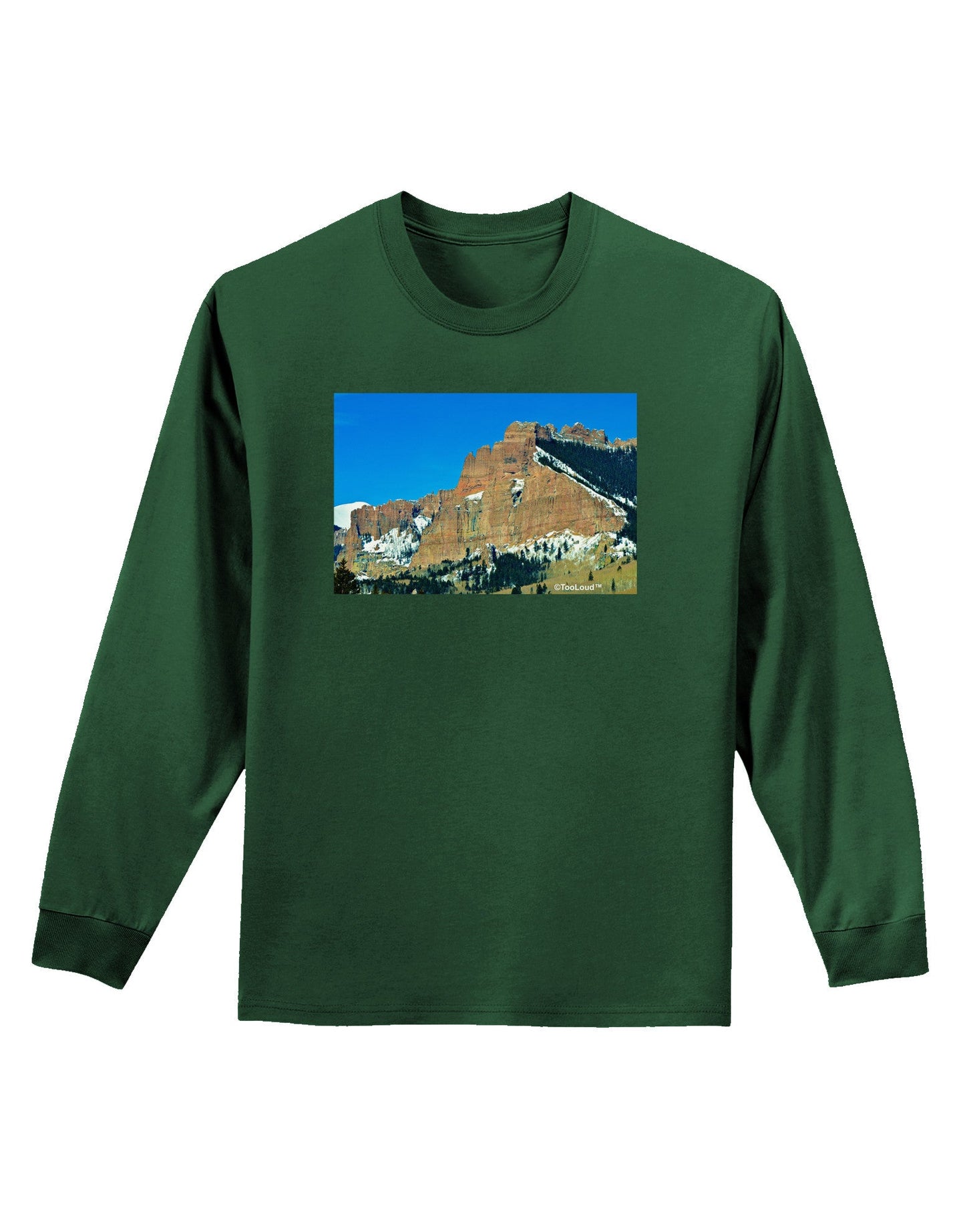 Colorado Snowy Mountains Adult Long Sleeve Dark T-Shirt-TooLoud-Dark-Green-Small-Davson Sales