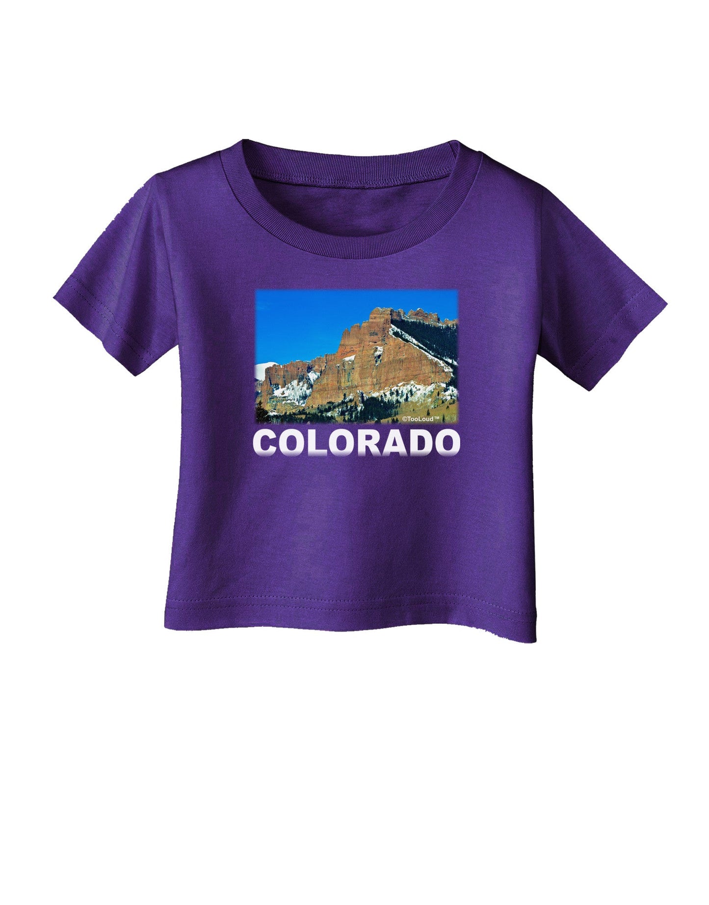 Colorado Snowy Mountains Text Infant T-Shirt Dark-Infant T-Shirt-TooLoud-Purple-06-Months-Davson Sales