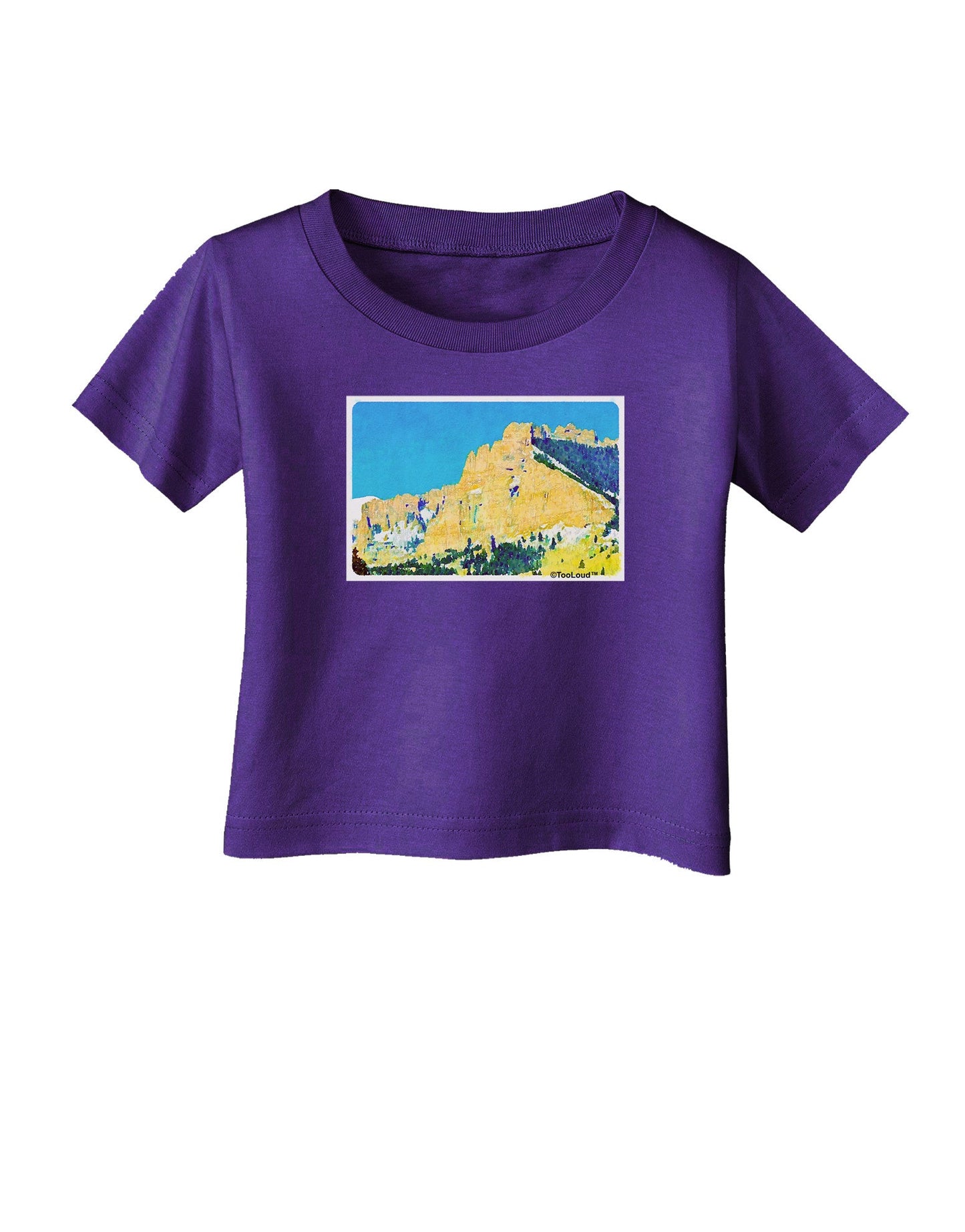 Colorado Snowy Mtns WaterColor Infant T-Shirt Dark-Infant T-Shirt-TooLoud-Purple-06-Months-Davson Sales