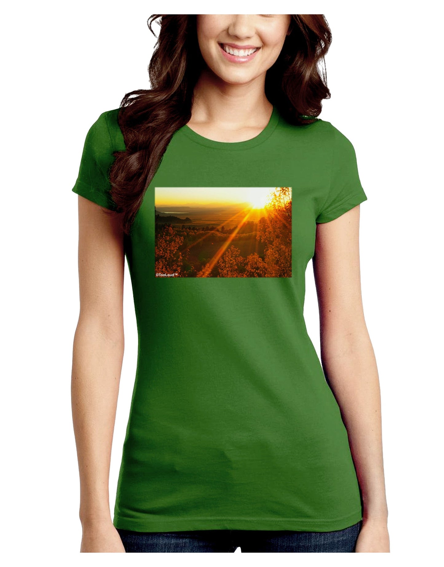 Colorado Sunset Juniors Petite Crew Dark T-Shirt-T-Shirts Juniors Tops-TooLoud-Kiwi-Green-Juniors Fitted Small-Davson Sales
