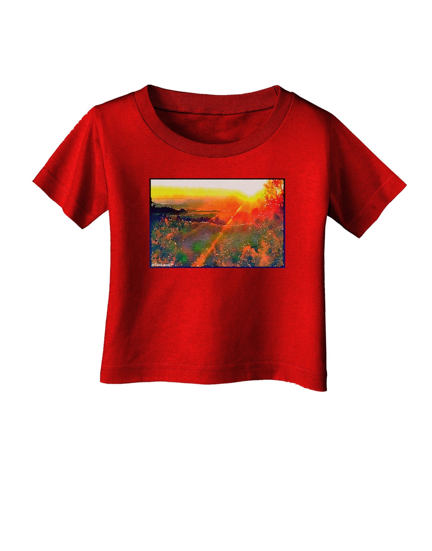 Colorado Sunset Watercolor Infant T-Shirt Dark-Infant T-Shirt-TooLoud-Red-06-Months-Davson Sales