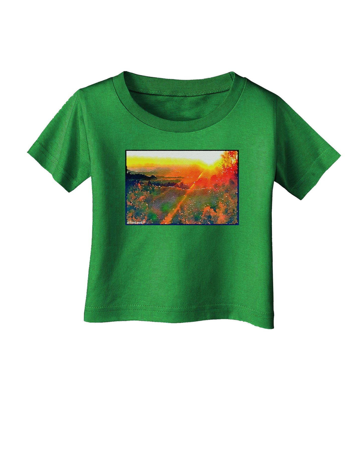 Colorado Sunset Watercolor Infant T-Shirt Dark-Infant T-Shirt-TooLoud-Clover-Green-06-Months-Davson Sales