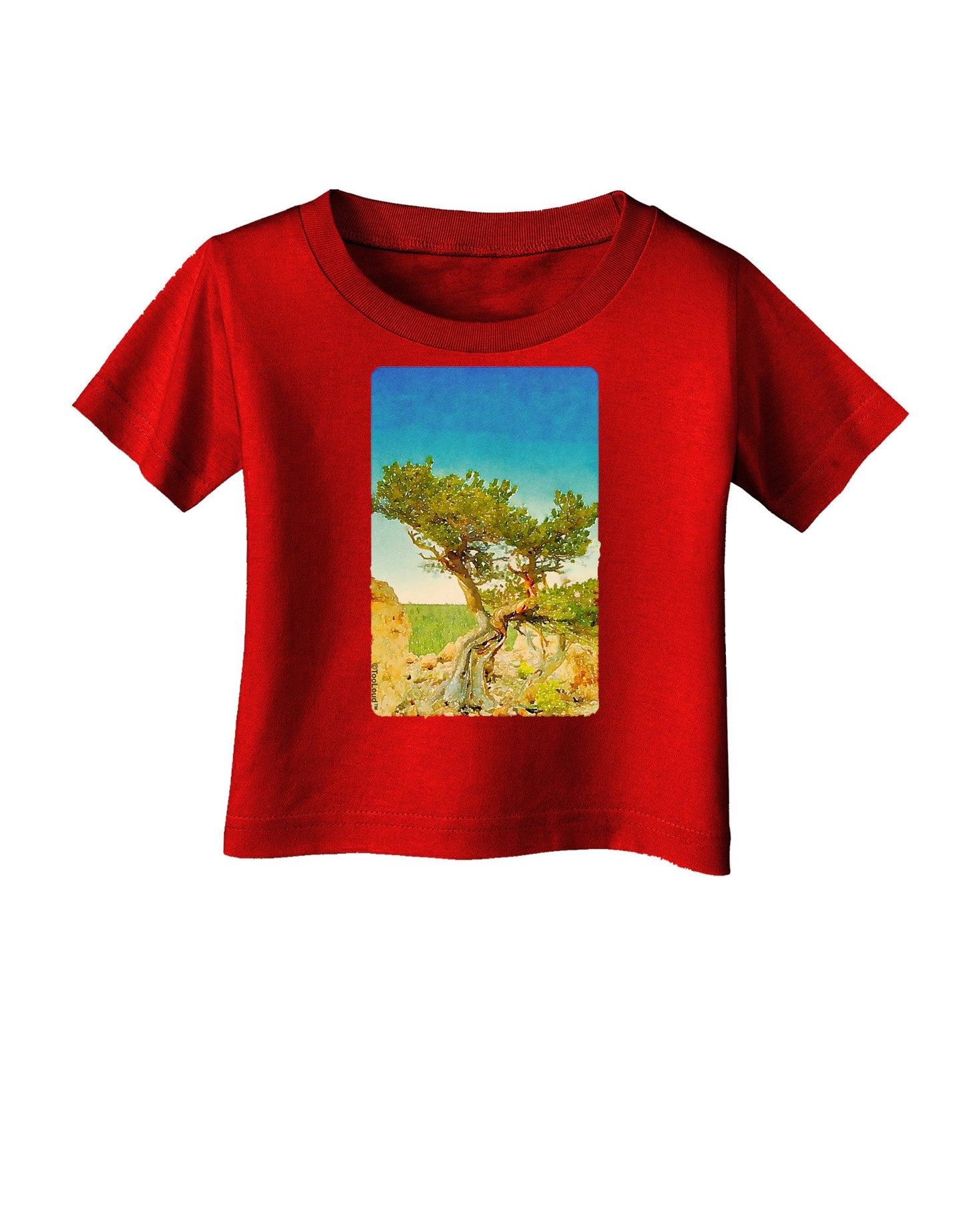 Colorado Tree Watercolor Infant T-Shirt Dark-Infant T-Shirt-TooLoud-Red-06-Months-Davson Sales
