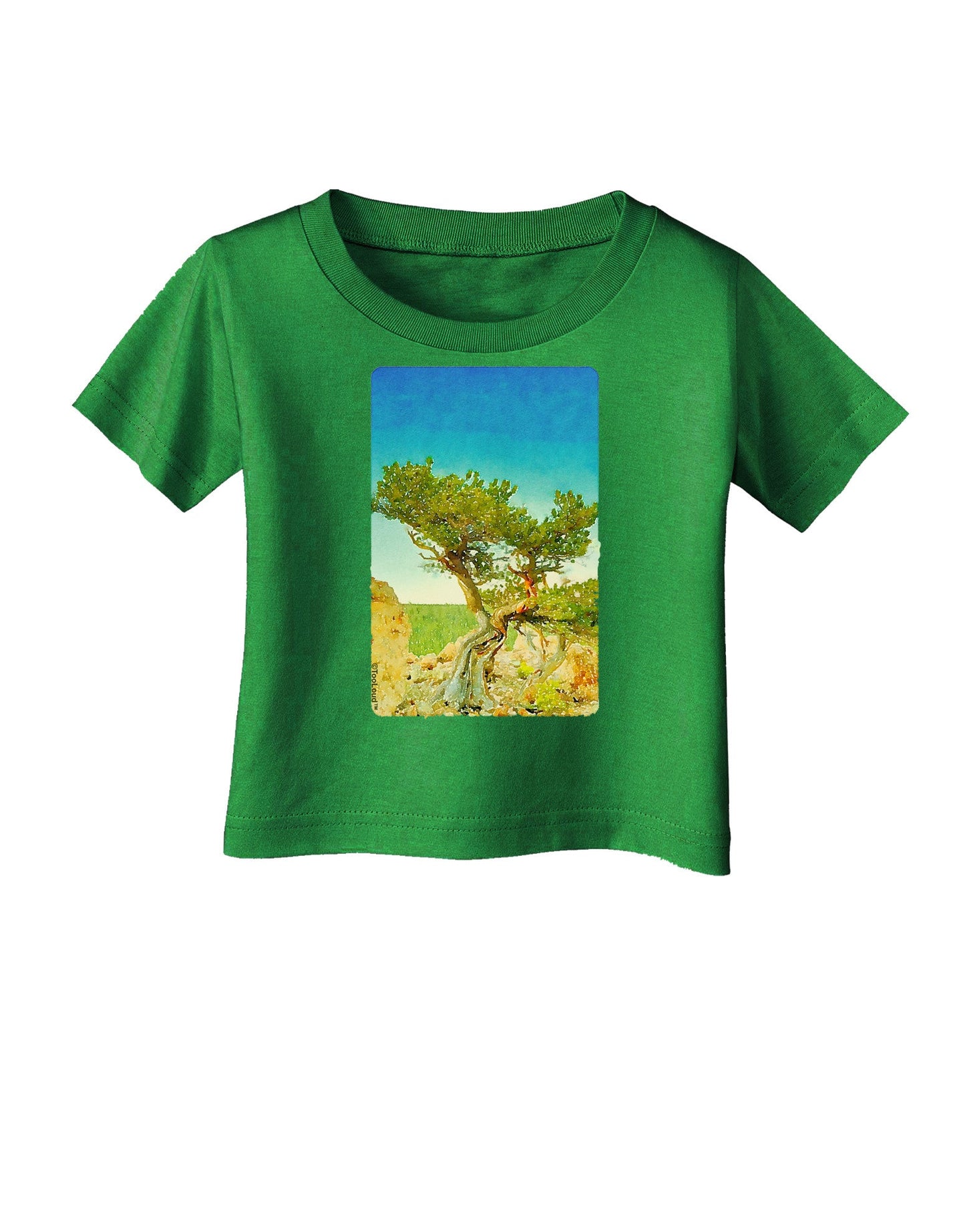 Colorado Tree Watercolor Infant T-Shirt Dark-Infant T-Shirt-TooLoud-Clover-Green-06-Months-Davson Sales