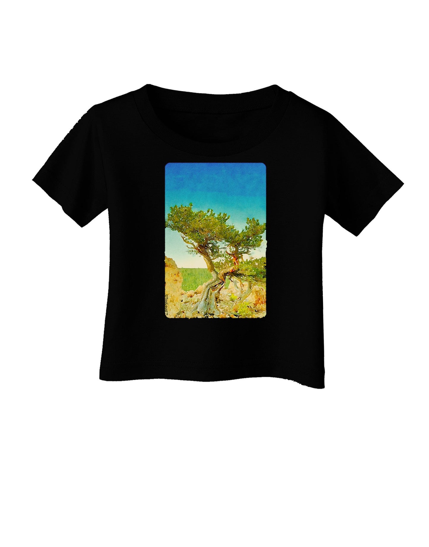Colorado Tree Watercolor Infant T-Shirt Dark-Infant T-Shirt-TooLoud-Black-06-Months-Davson Sales