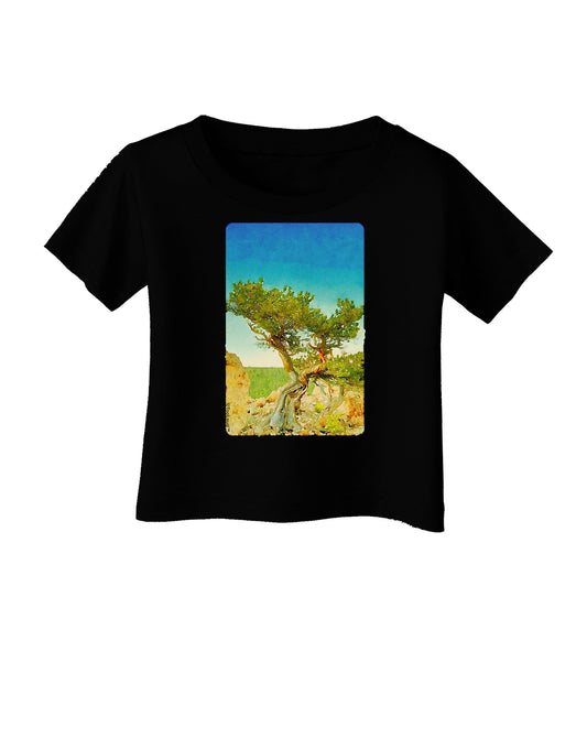 Colorado Tree Watercolor Infant T-Shirt Dark-Infant T-Shirt-TooLoud-Black-06-Months-Davson Sales