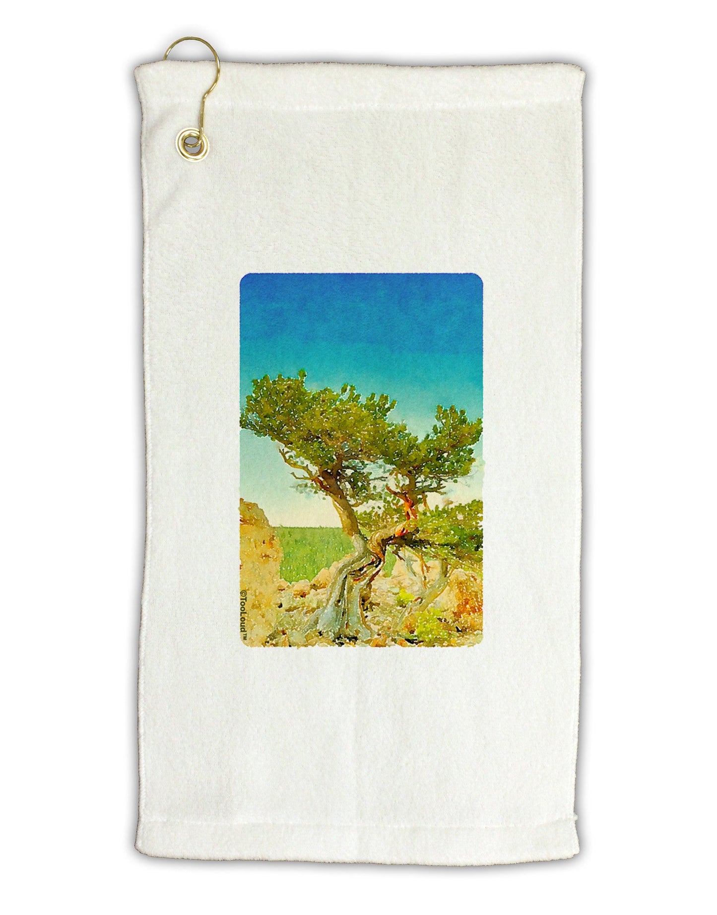Colorado Tree Watercolor Micro Terry Gromet Golf Towel 11"x19-Golf Towel-TooLoud-White-Davson Sales