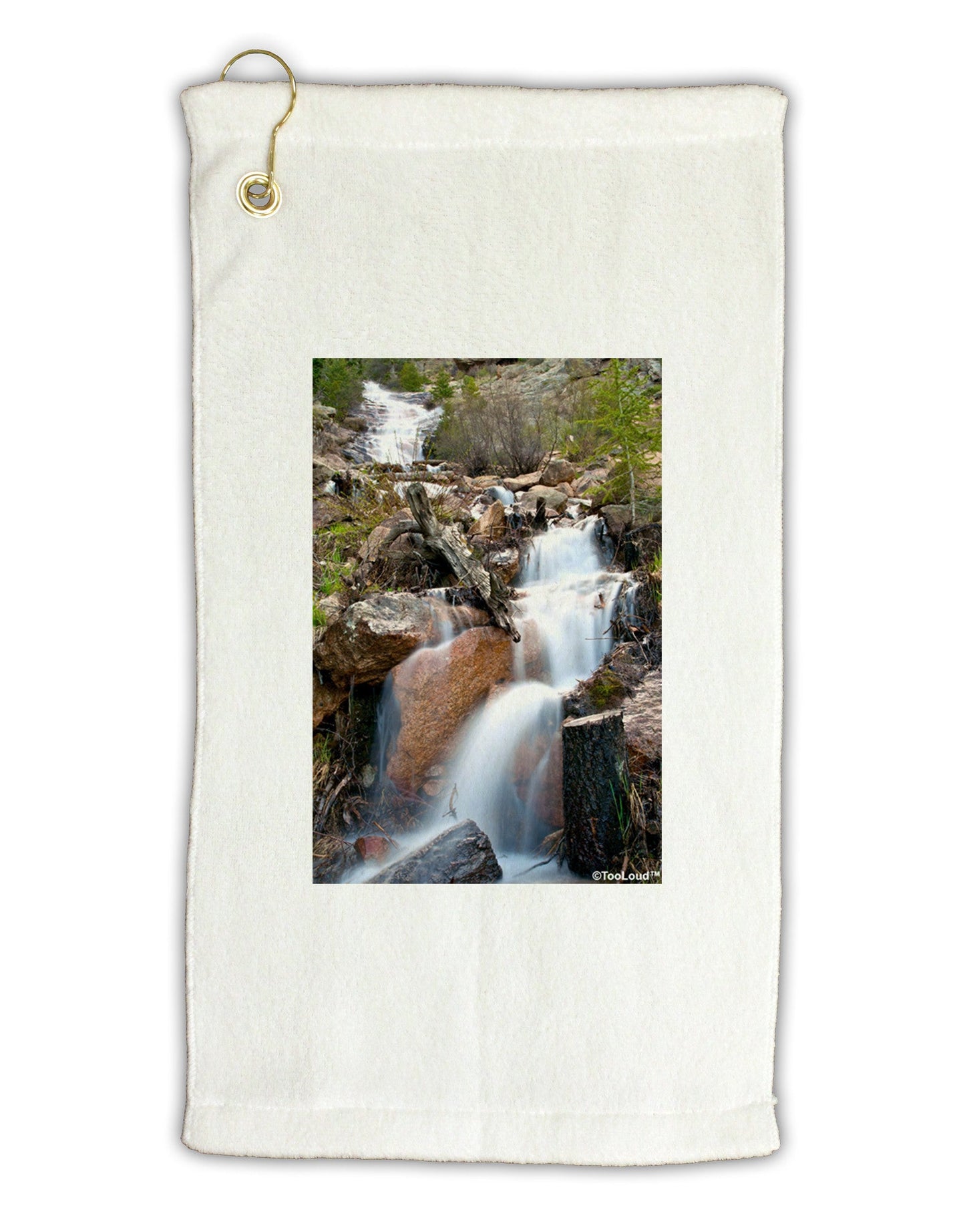 Colorado Waterfall Scene Micro Terry Gromet Golf Towel 11"x19-Golf Towel-TooLoud-White-Davson Sales