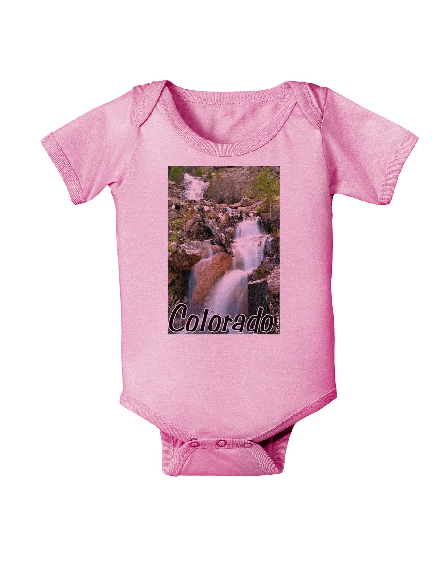 Colorado Waterfall Scene Text Baby Romper Bodysuit-Baby Romper-TooLoud-Pink-06-Months-Davson Sales