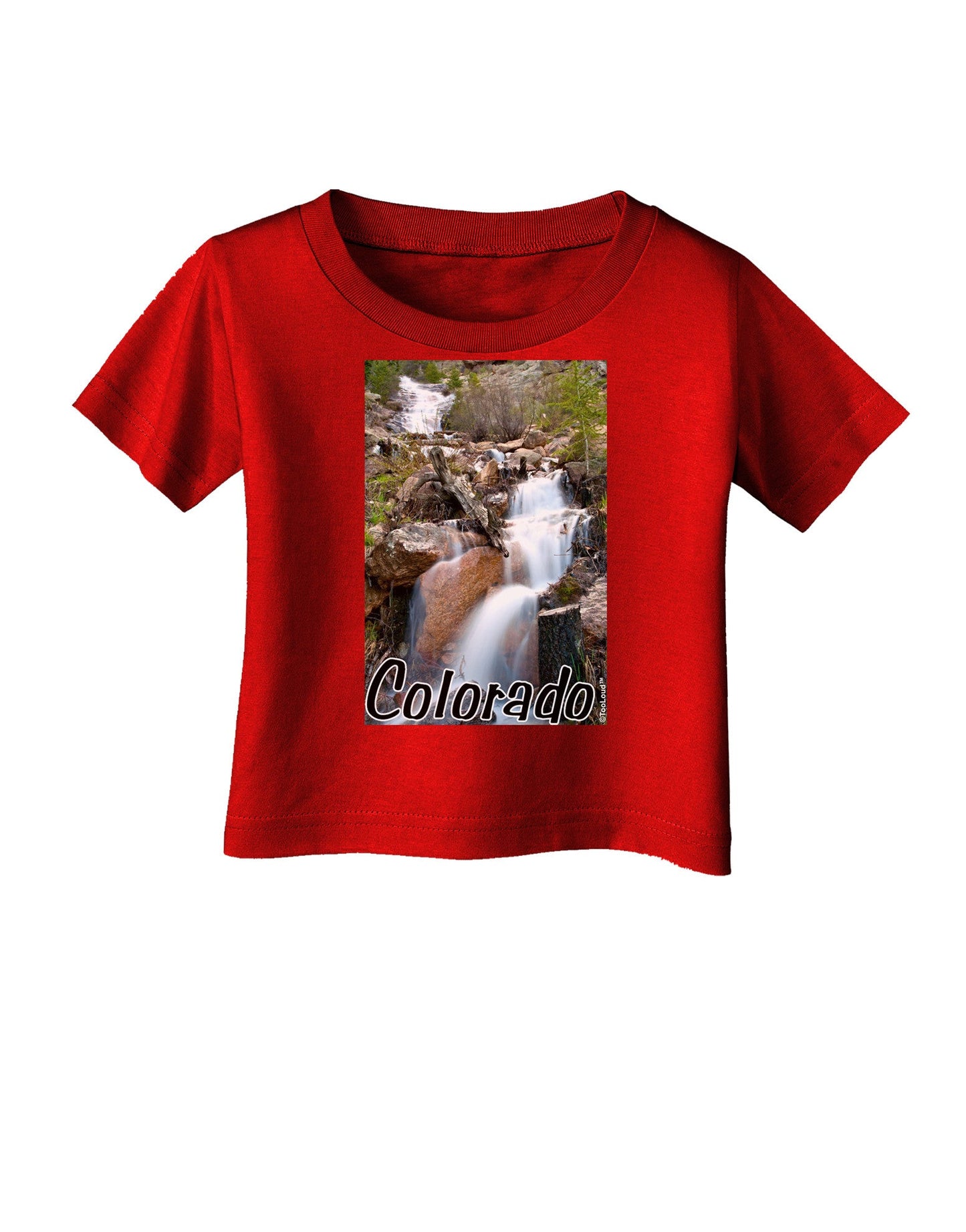 Colorado Waterfall Scene Text Infant T-Shirt Dark-Infant T-Shirt-TooLoud-Red-06-Months-Davson Sales