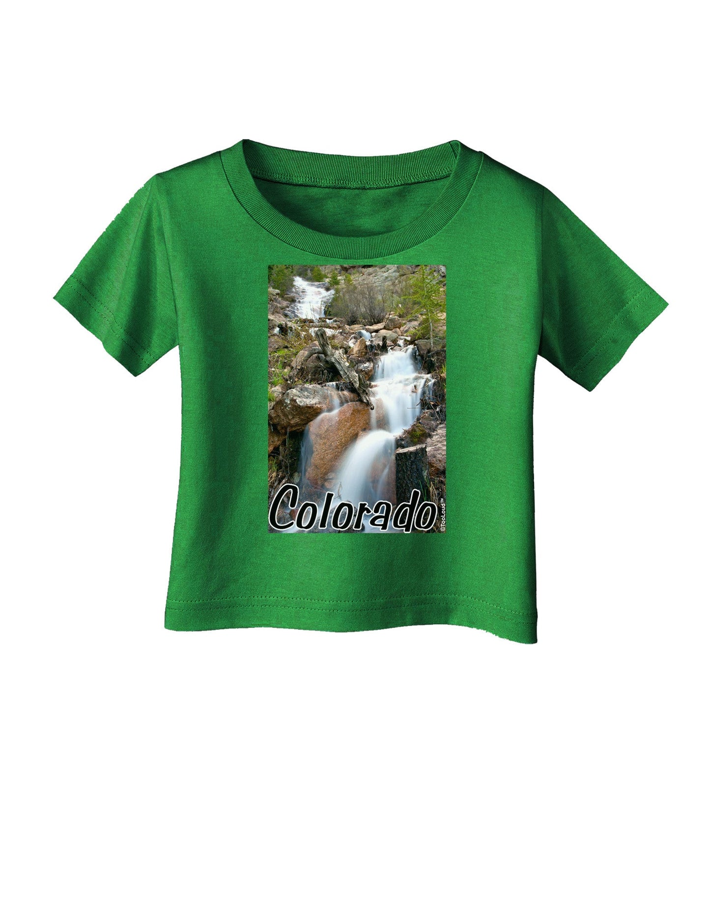 Colorado Waterfall Scene Text Infant T-Shirt Dark-Infant T-Shirt-TooLoud-Clover-Green-06-Months-Davson Sales
