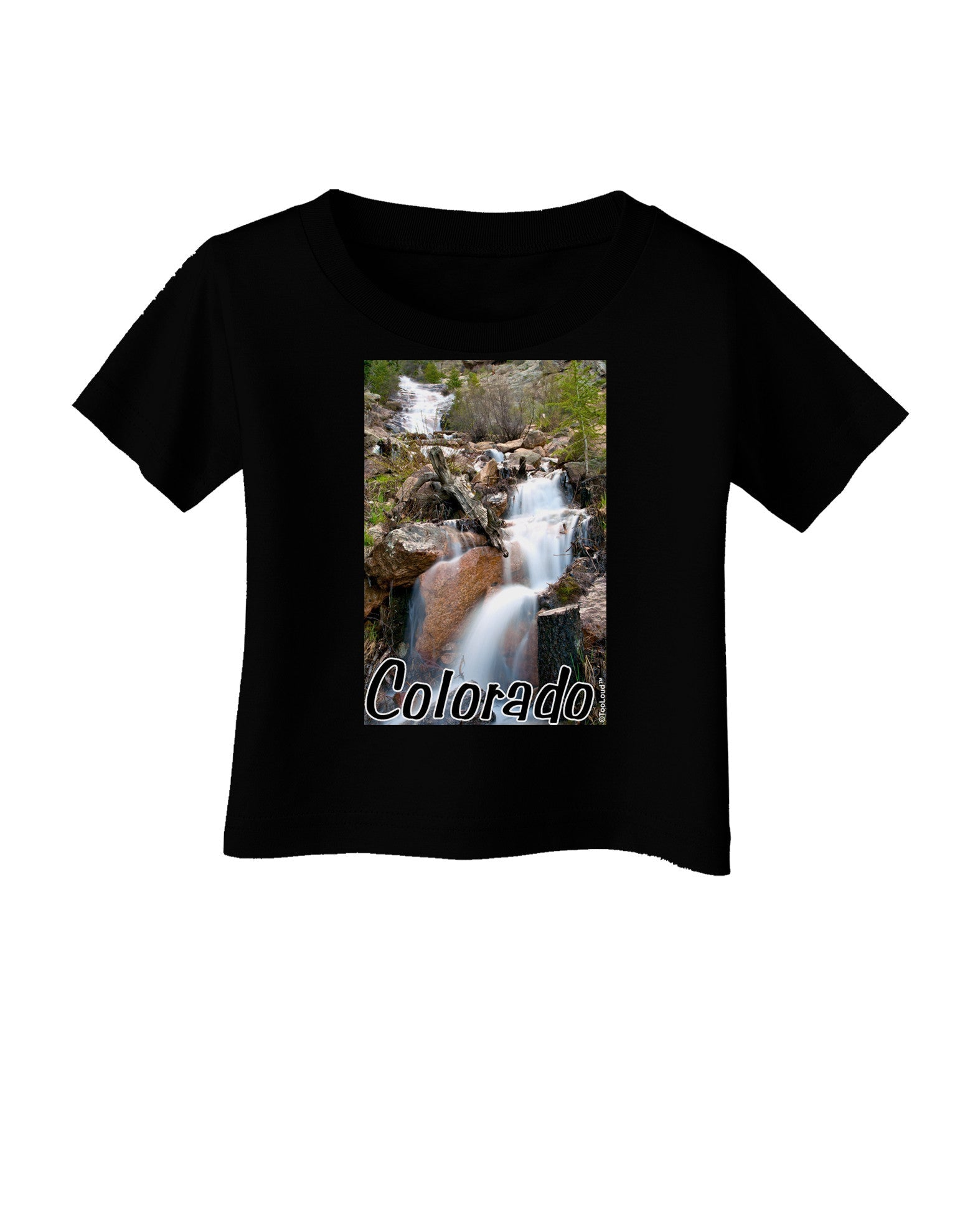 Colorado Waterfall Scene Text Infant T-Shirt Dark-Infant T-Shirt-TooLoud-Black-06-Months-Davson Sales
