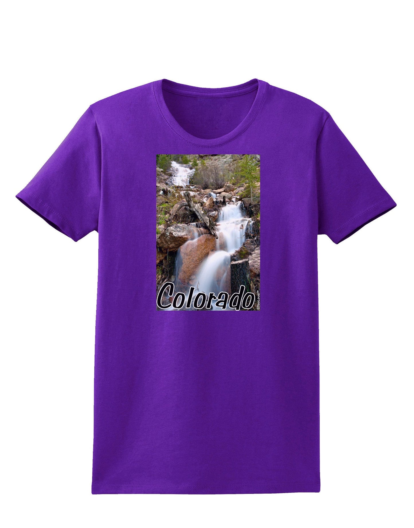 Colorado Waterfall Scene Text Womens Dark T-Shirt-TooLoud-Purple-X-Small-Davson Sales