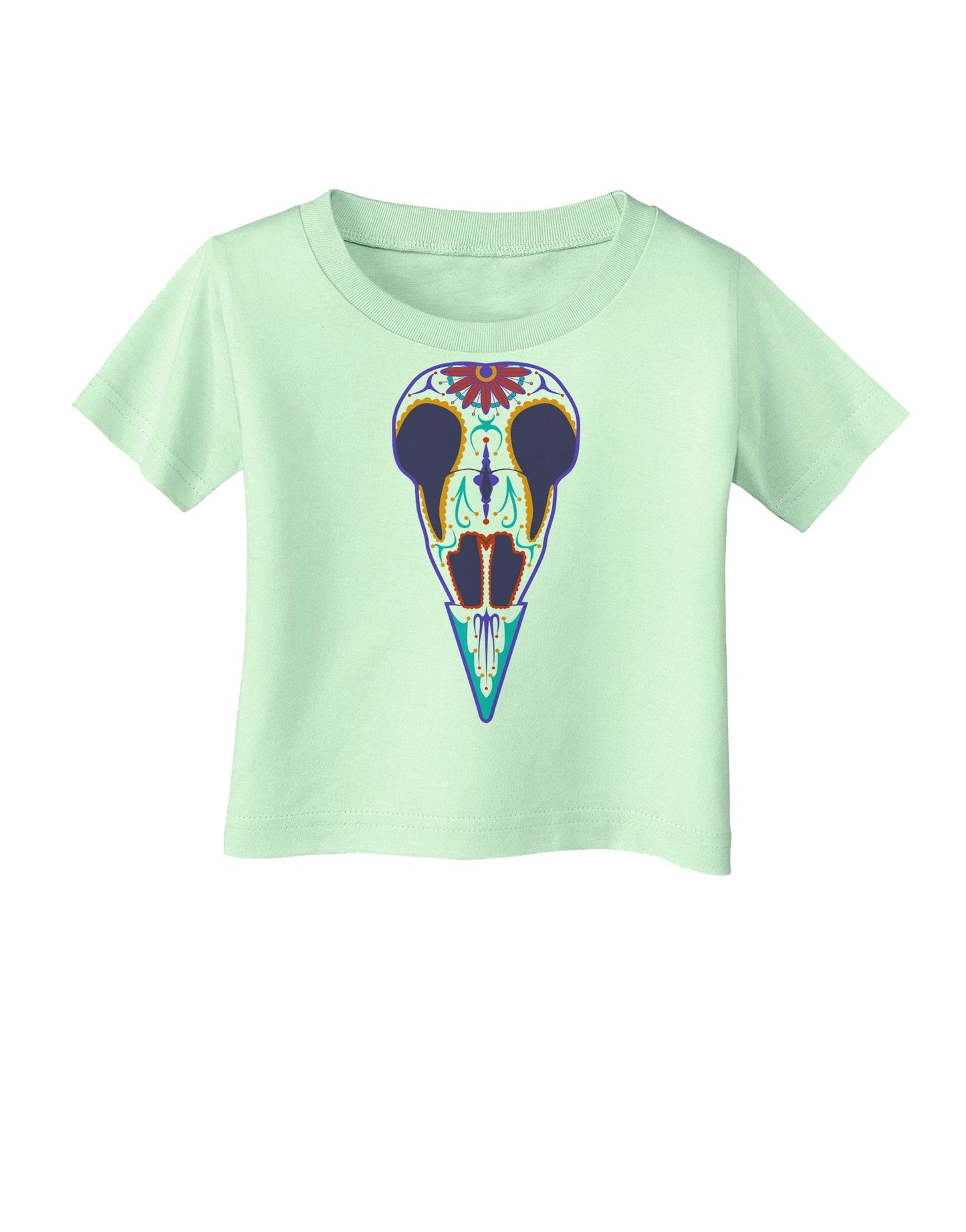Colorful Mystic Bird Skull Calavera Day of the Dead Infant T-Shirt-Infant T-Shirt-TooLoud-Light-Green-06-Months-Davson Sales
