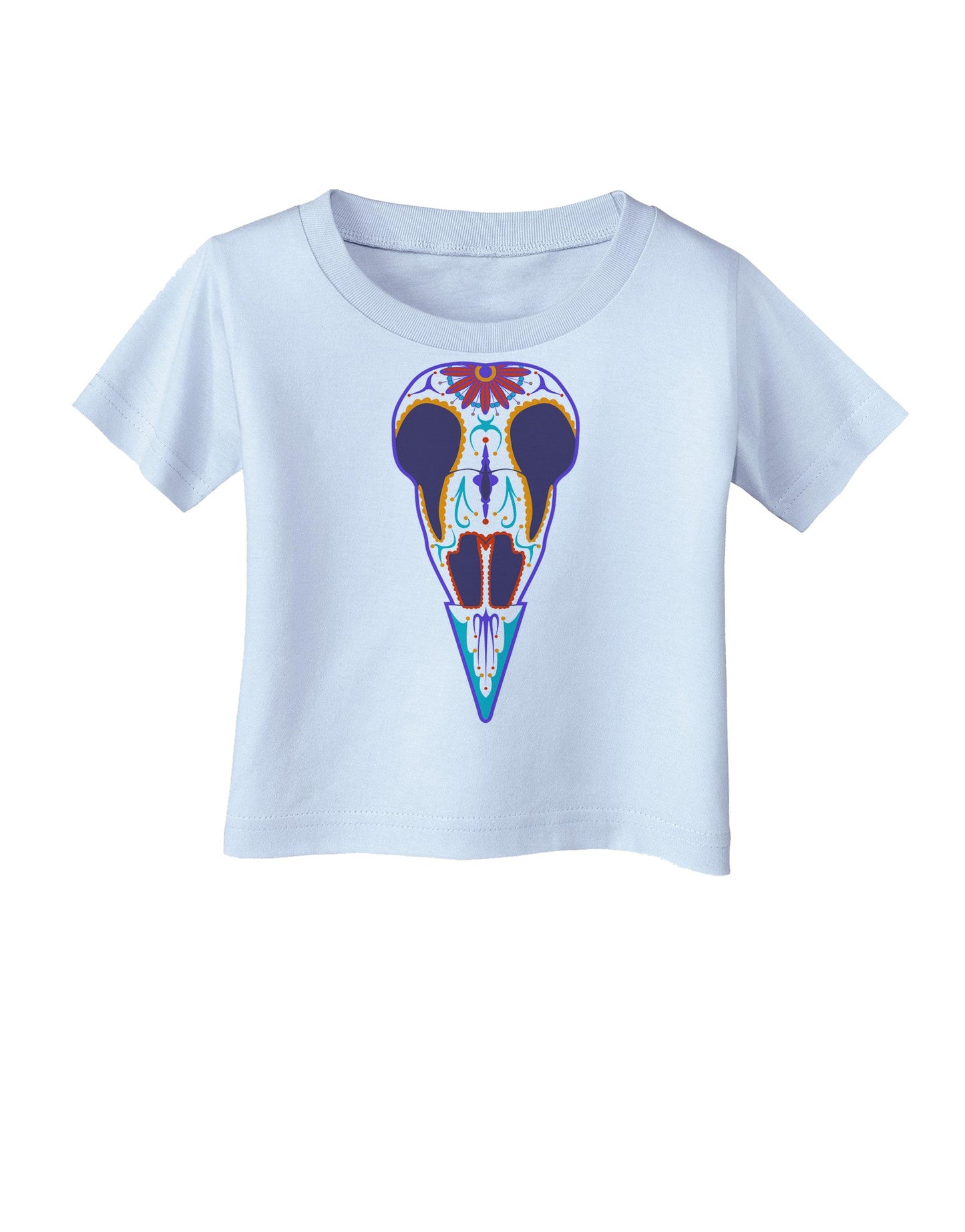Colorful Mystic Bird Skull Calavera Day of the Dead Infant T-Shirt-Infant T-Shirt-TooLoud-Light-Blue-06-Months-Davson Sales