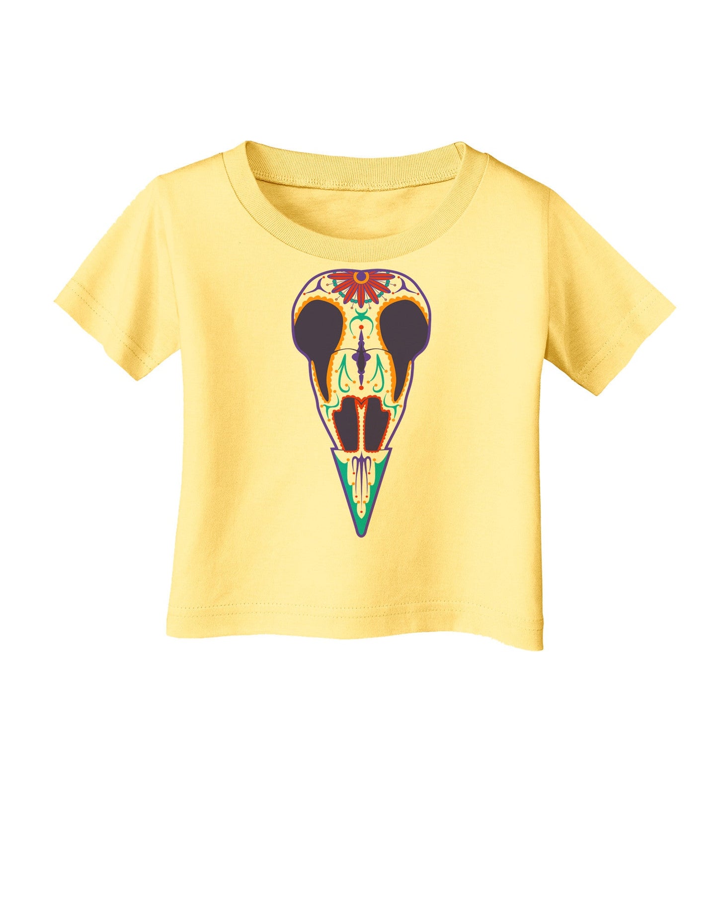Colorful Mystic Bird Skull Calavera Day of the Dead Infant T-Shirt-Infant T-Shirt-TooLoud-Daffodil-Yellow-06-Months-Davson Sales