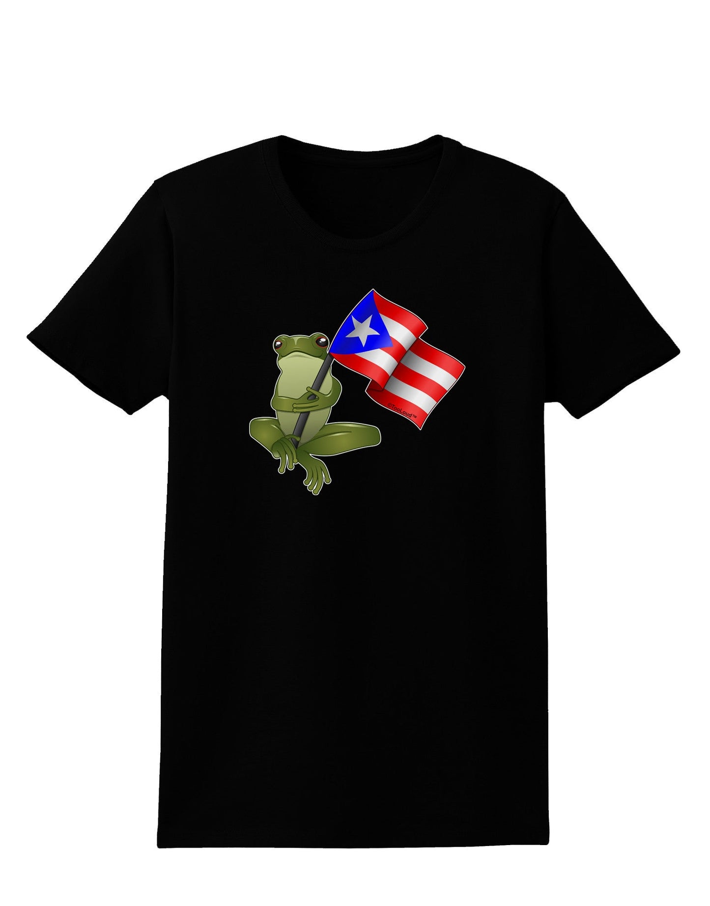 Coqui Holding Flag Womens Dark T-Shirt-TooLoud-Black-X-Small-Davson Sales