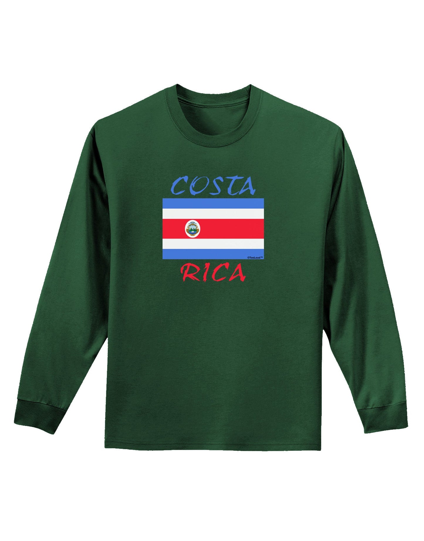 Costa Rica Flag Adult Long Sleeve Dark T-Shirt-TooLoud-Dark-Green-Small-Davson Sales