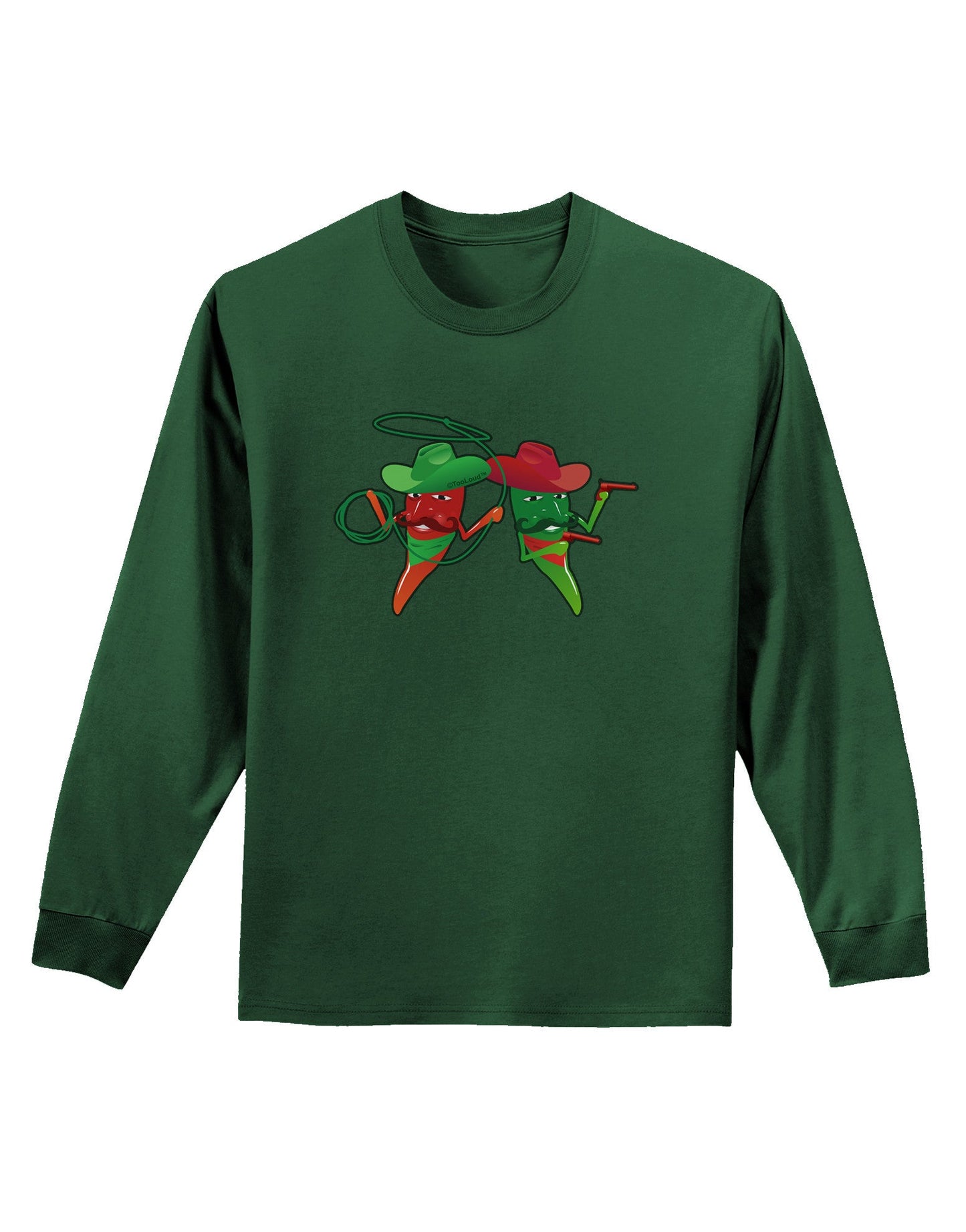 Cowboy Chili Peppers Adult Long Sleeve Dark T-Shirt-TooLoud-Dark-Green-Small-Davson Sales