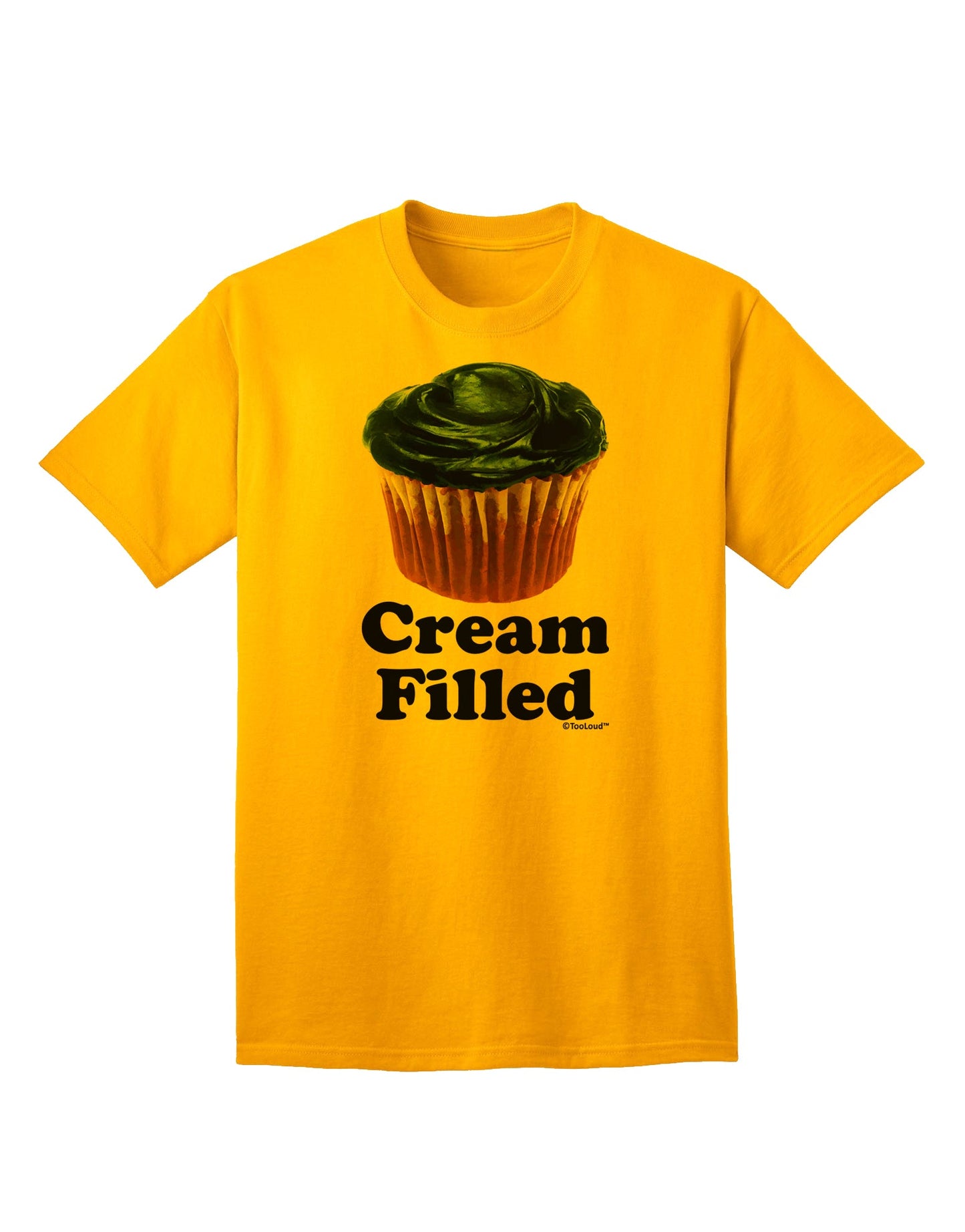 Cream Filled Blue Cupcake Design Adult T-Shirt - A Delightful Addition to Your Wardrobe by TooLoud-Mens T-shirts-TooLoud-Gold-Small-Davson Sales