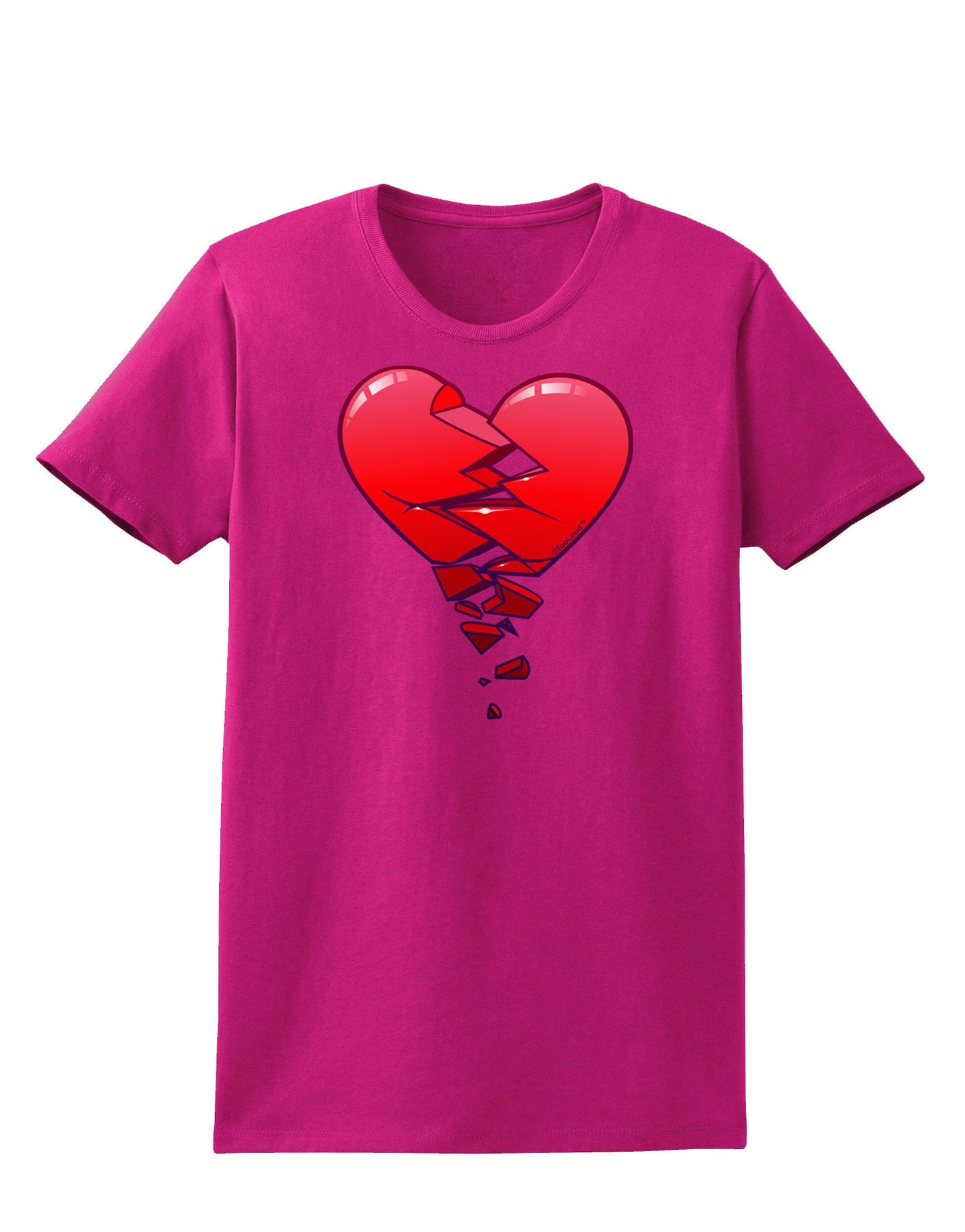 Crumbling Broken Heart Womens Dark T-Shirt-TooLoud-Hot-Pink-Small-Davson Sales