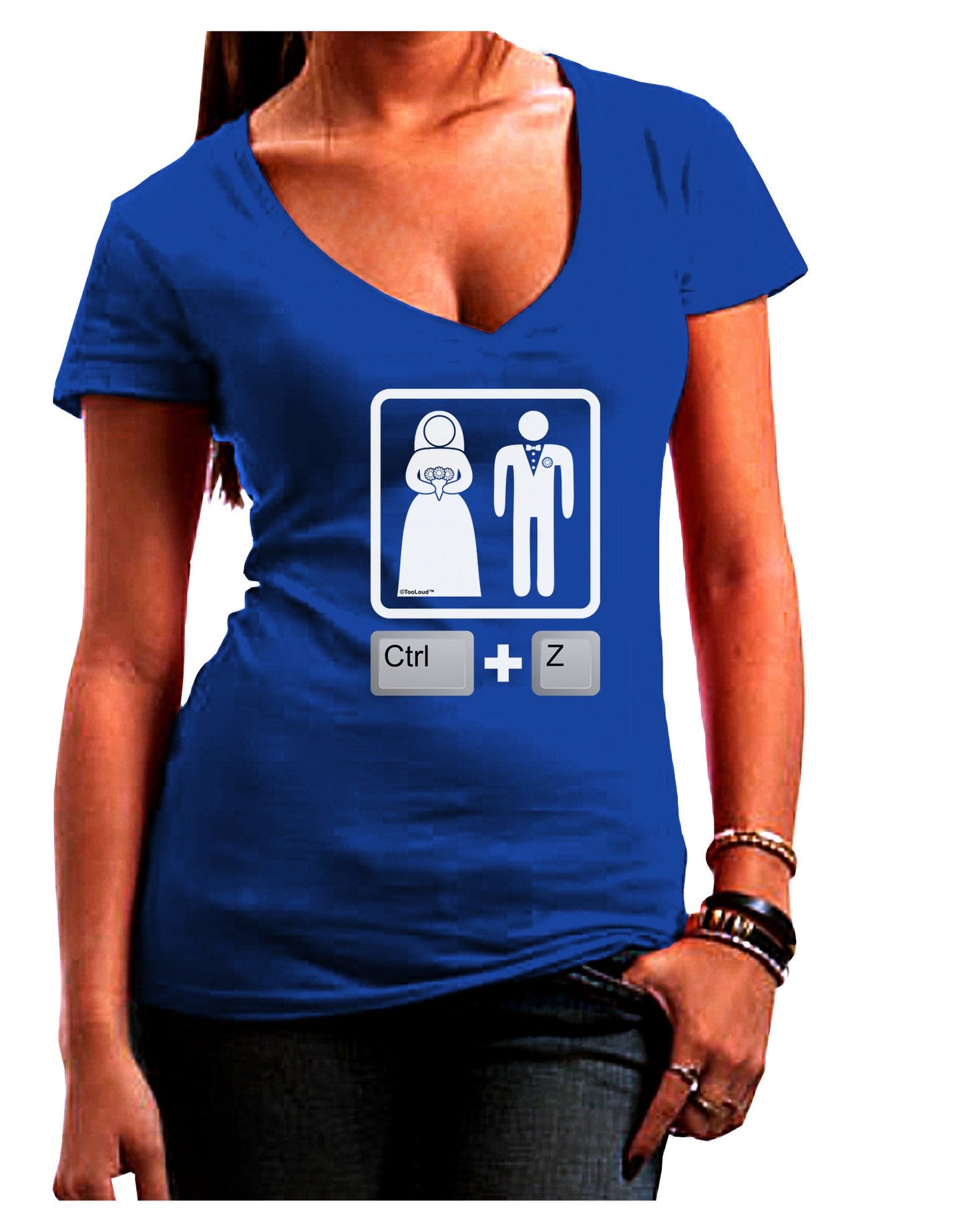 Ctrl Z - Marriage Womens V-Neck Dark T-Shirt-Womens V-Neck T-Shirts-TooLoud-Royal-Blue-Juniors Fitted Small-Davson Sales