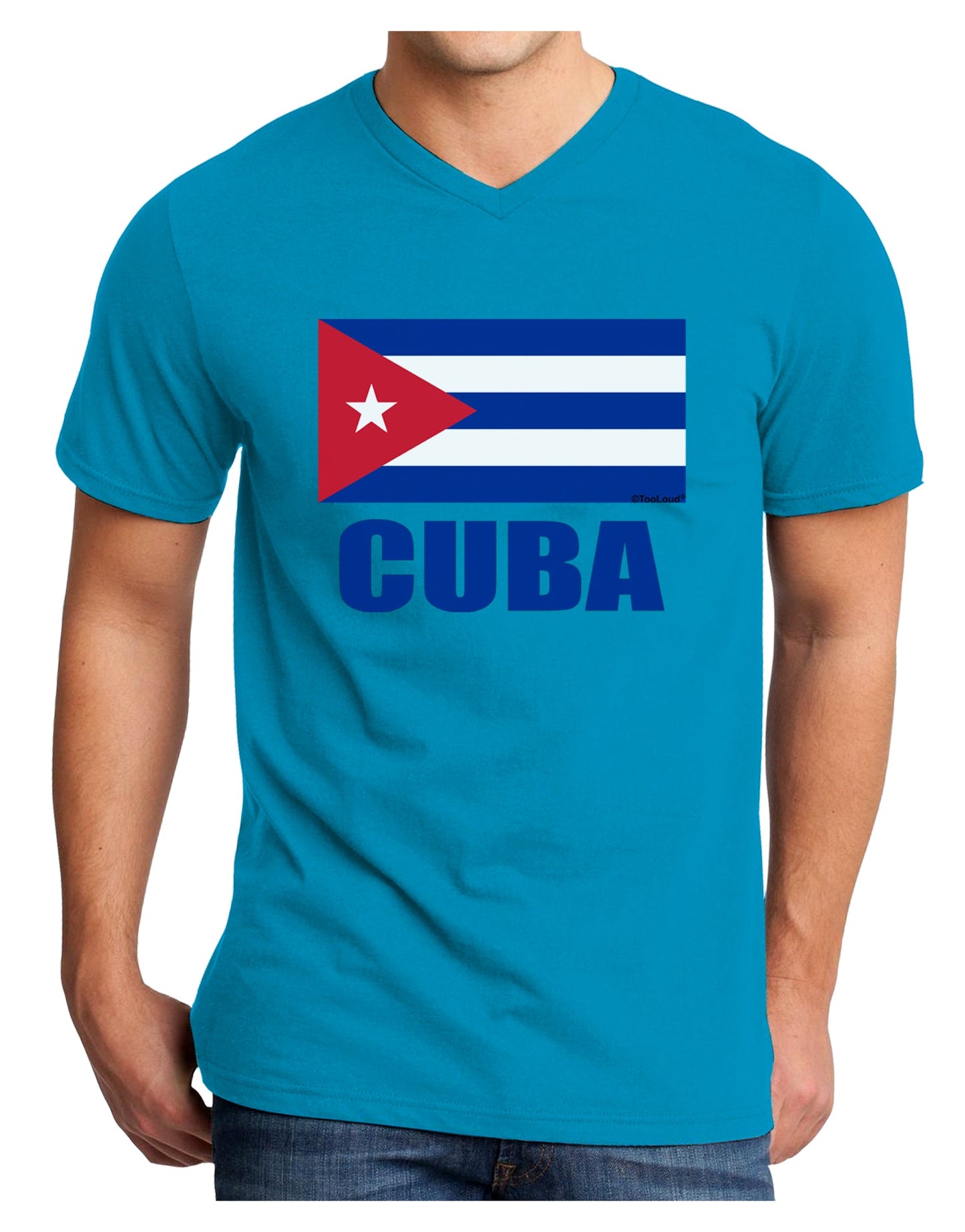 Cuba Flag Cuban Pride Adult Dark V-Neck T-Shirt by TooLoud-Mens V-Neck T-Shirt-TooLoud-Turquoise-Small-Davson Sales