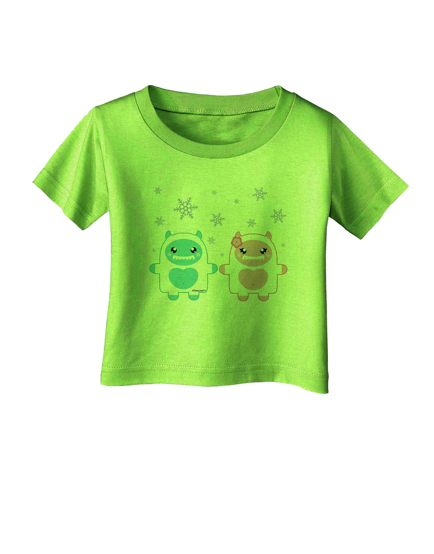 Cute Abominable Snowman Yeti Couple - Christmas Infant T-Shirt-Infant T-Shirt-TooLoud-Lime-Green-06-Months-Davson Sales