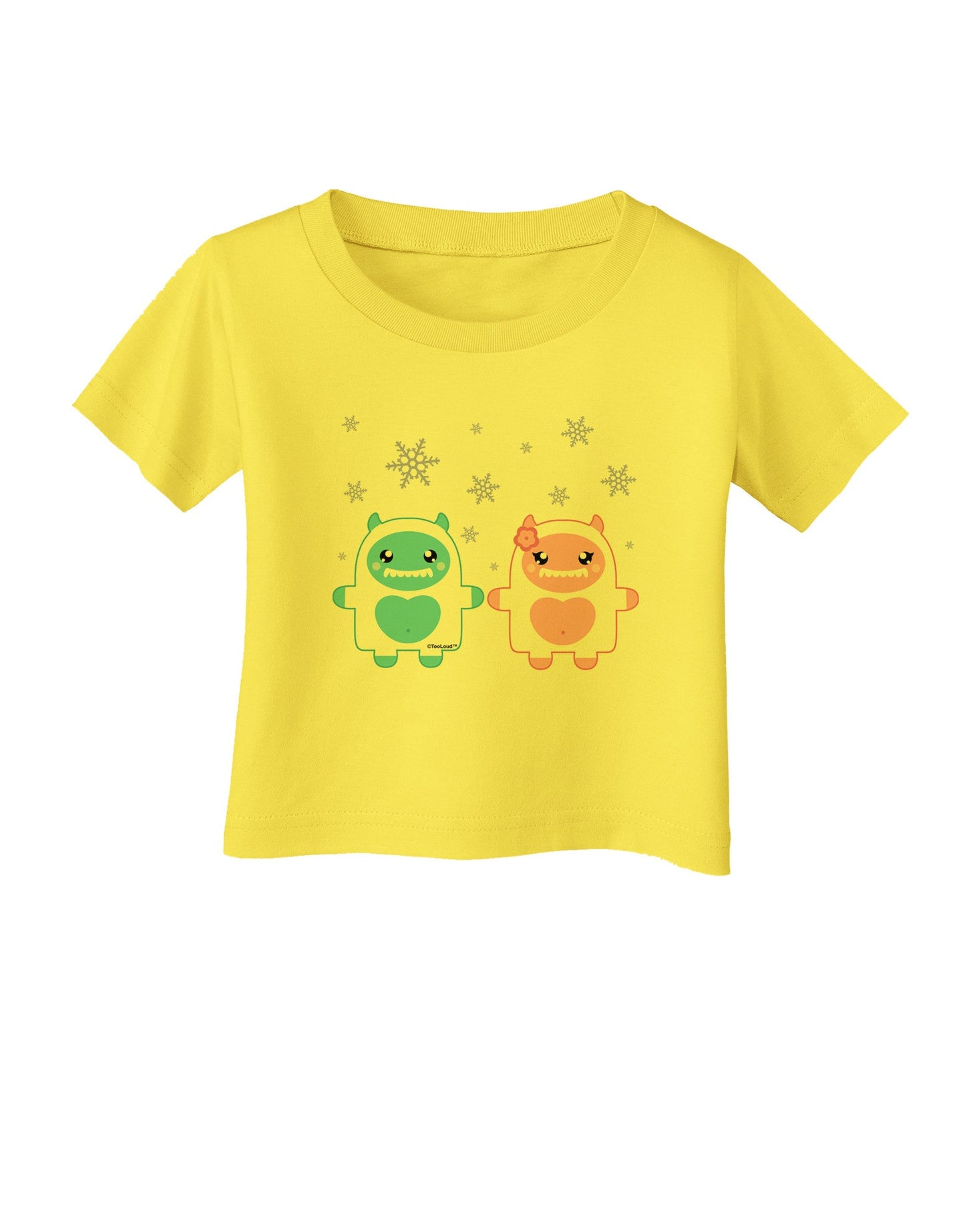 Cute Abominable Snowman Yeti Couple - Christmas Infant T-Shirt-Infant T-Shirt-TooLoud-Yellow-06-Months-Davson Sales