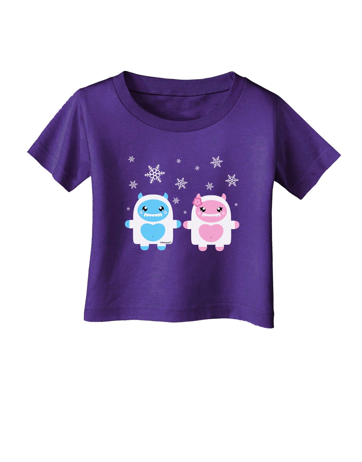 Cute Abominable Snowman Yeti Couple - Christmas Infant T-Shirt Dark-Infant T-Shirt-TooLoud-Purple-06-Months-Davson Sales