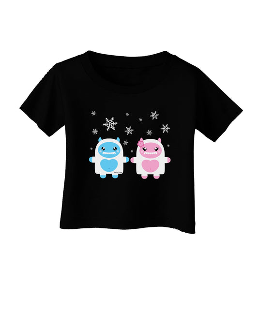 Cute Abominable Snowman Yeti Couple - Christmas Infant T-Shirt Dark-Infant T-Shirt-TooLoud-Black-06-Months-Davson Sales