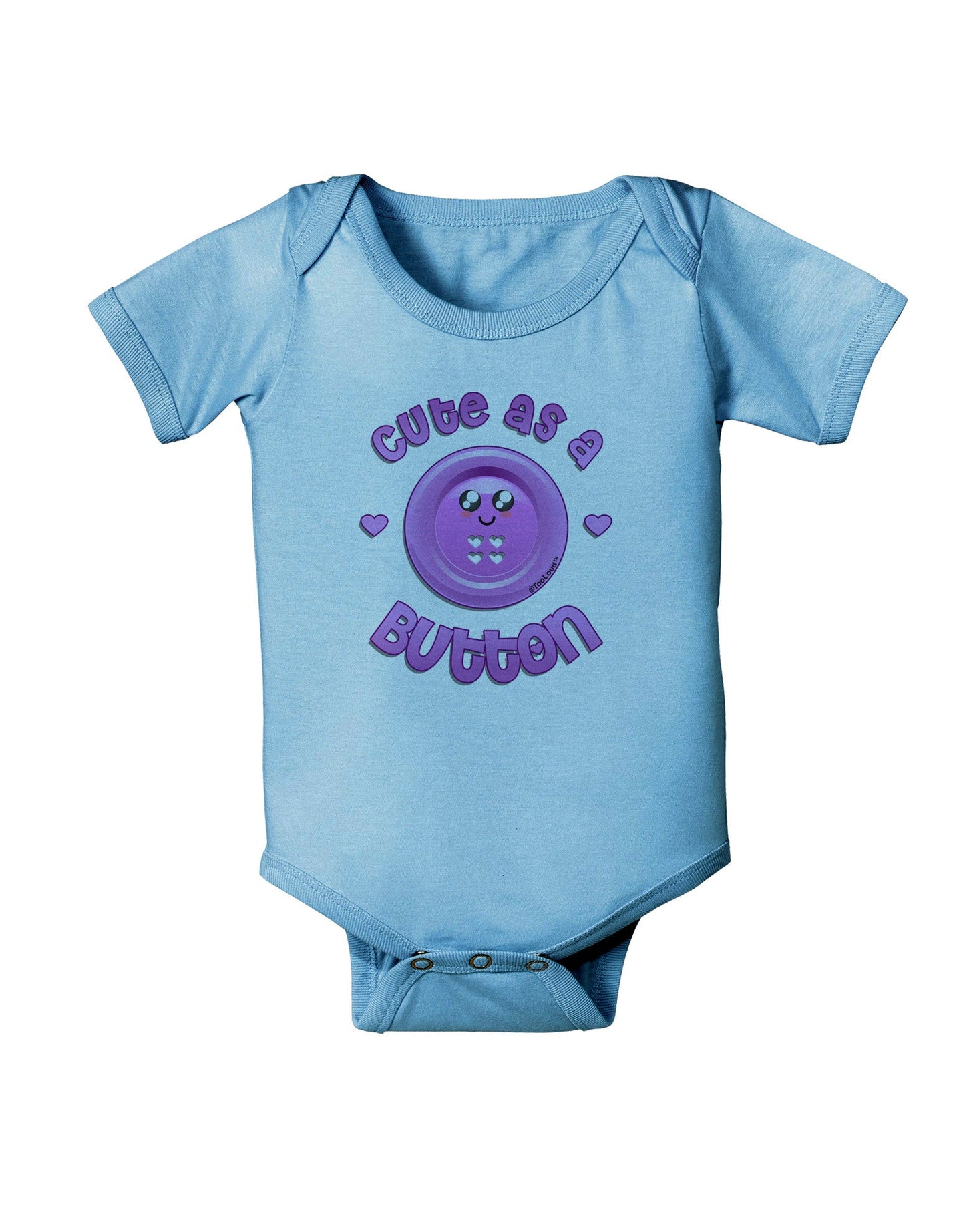 Cute As A Button Smiley Face Baby Romper Bodysuit-Baby Romper-TooLoud-LightBlue-06-Months-Davson Sales