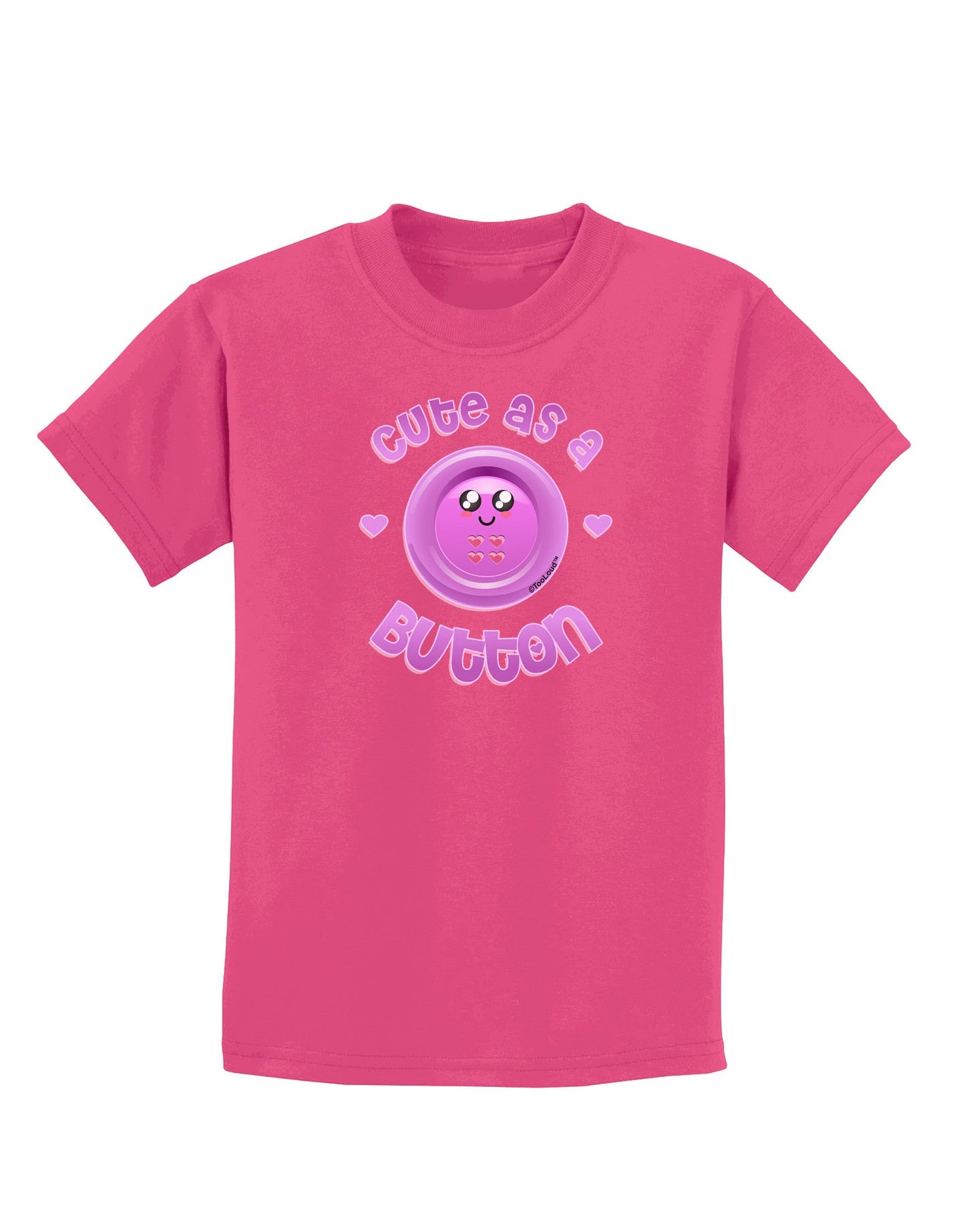 Cute As A Button Smiley Face Childrens Dark T-Shirt-Childrens T-Shirt-TooLoud-Sangria-X-Small-Davson Sales