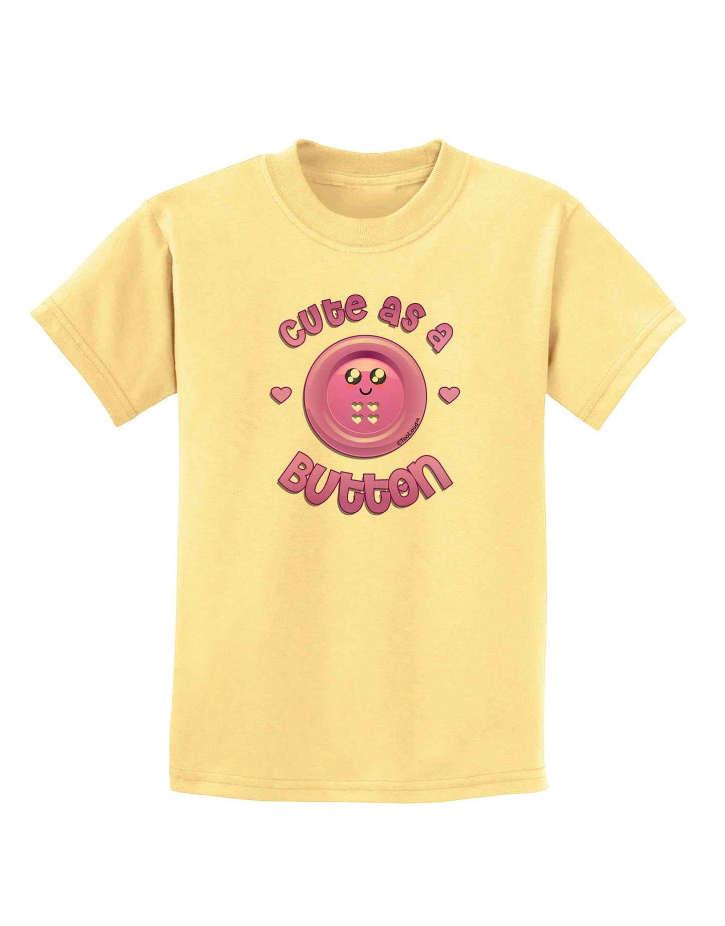 Cute As A Button Smiley Face Childrens T-Shirt-Childrens T-Shirt-TooLoud-Daffodil-Yellow-X-Small-Davson Sales