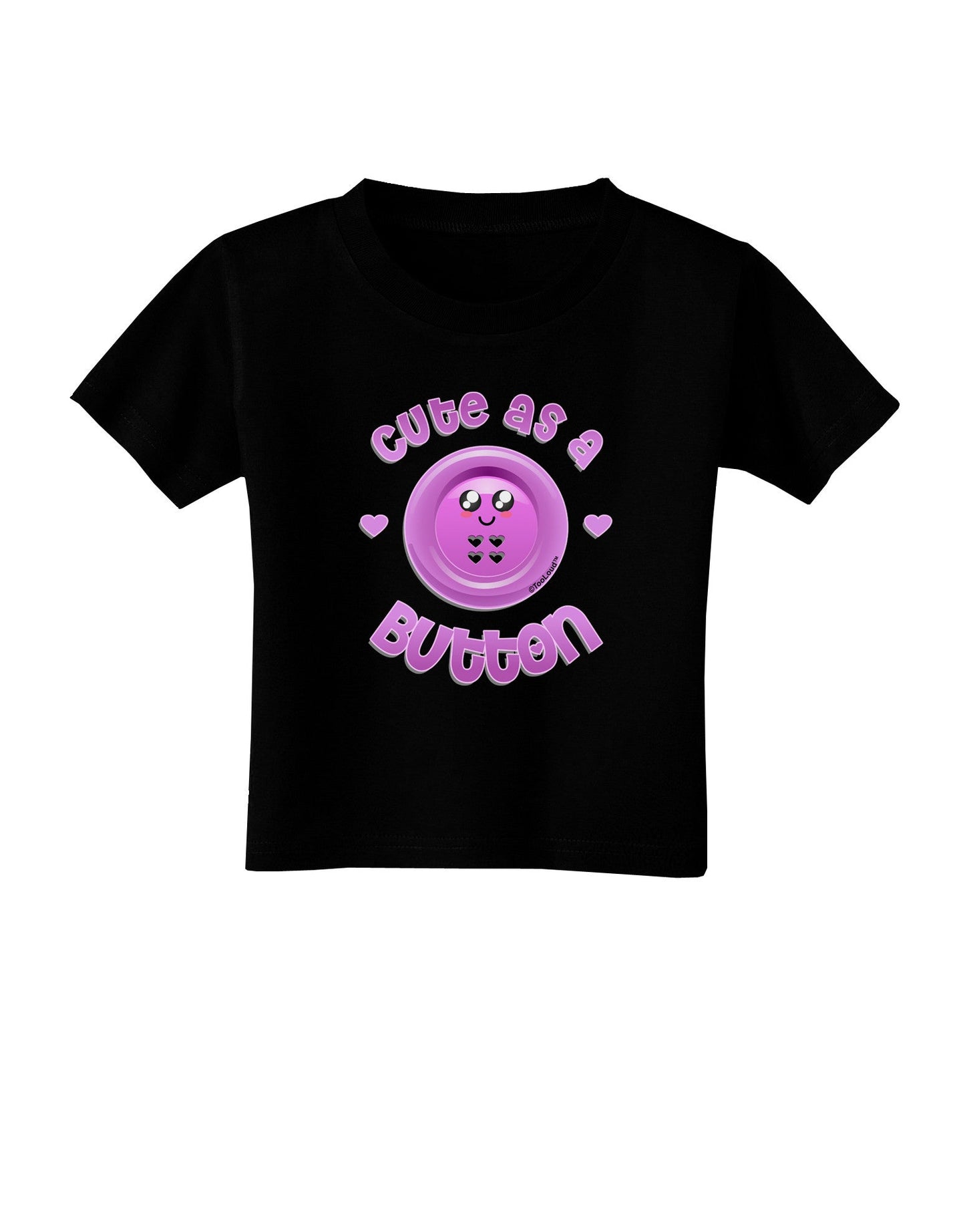 Cute As A Button Smiley Face Toddler T-Shirt Dark-Toddler T-Shirt-TooLoud-Black-2T-Davson Sales